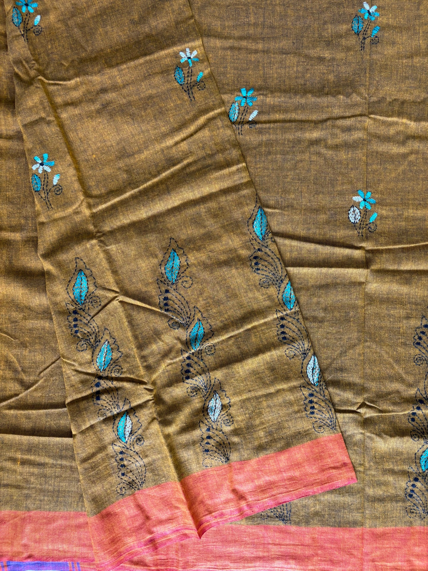 Kantha Hand Embroidered Pure Cotton Saree