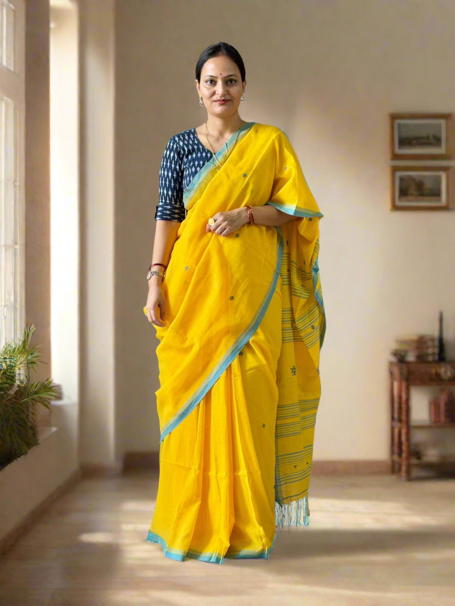Mul Cotton handwoven Saree (Handloom Marked)