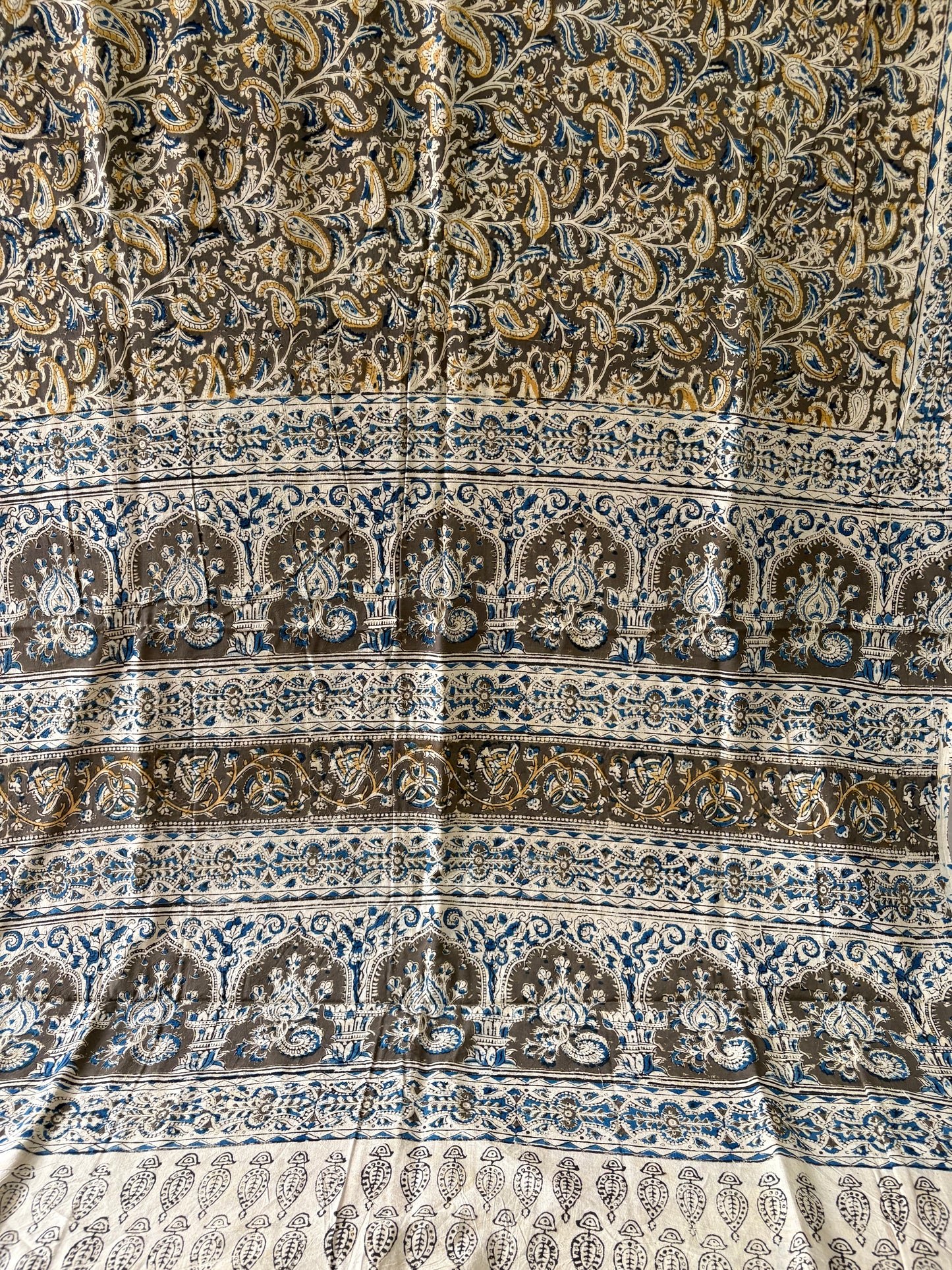 Kalamkari printed malmal cotton Saree with blouse