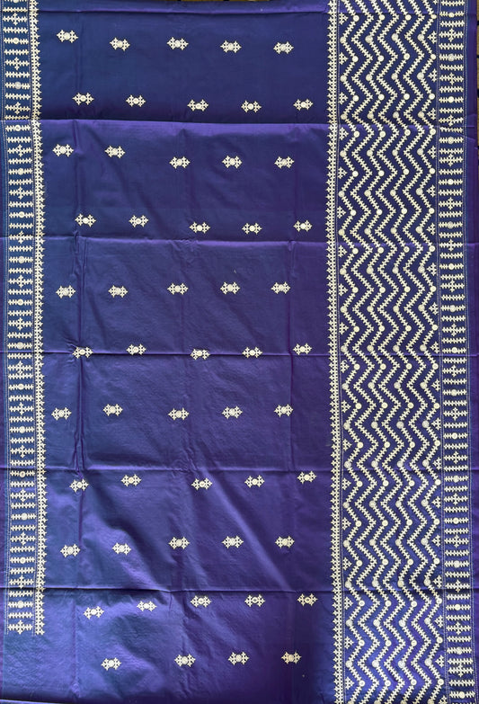 Kutchi/Gujrati Hand Embroidered Saree | Blended Bangalore Silk / Art Silk
