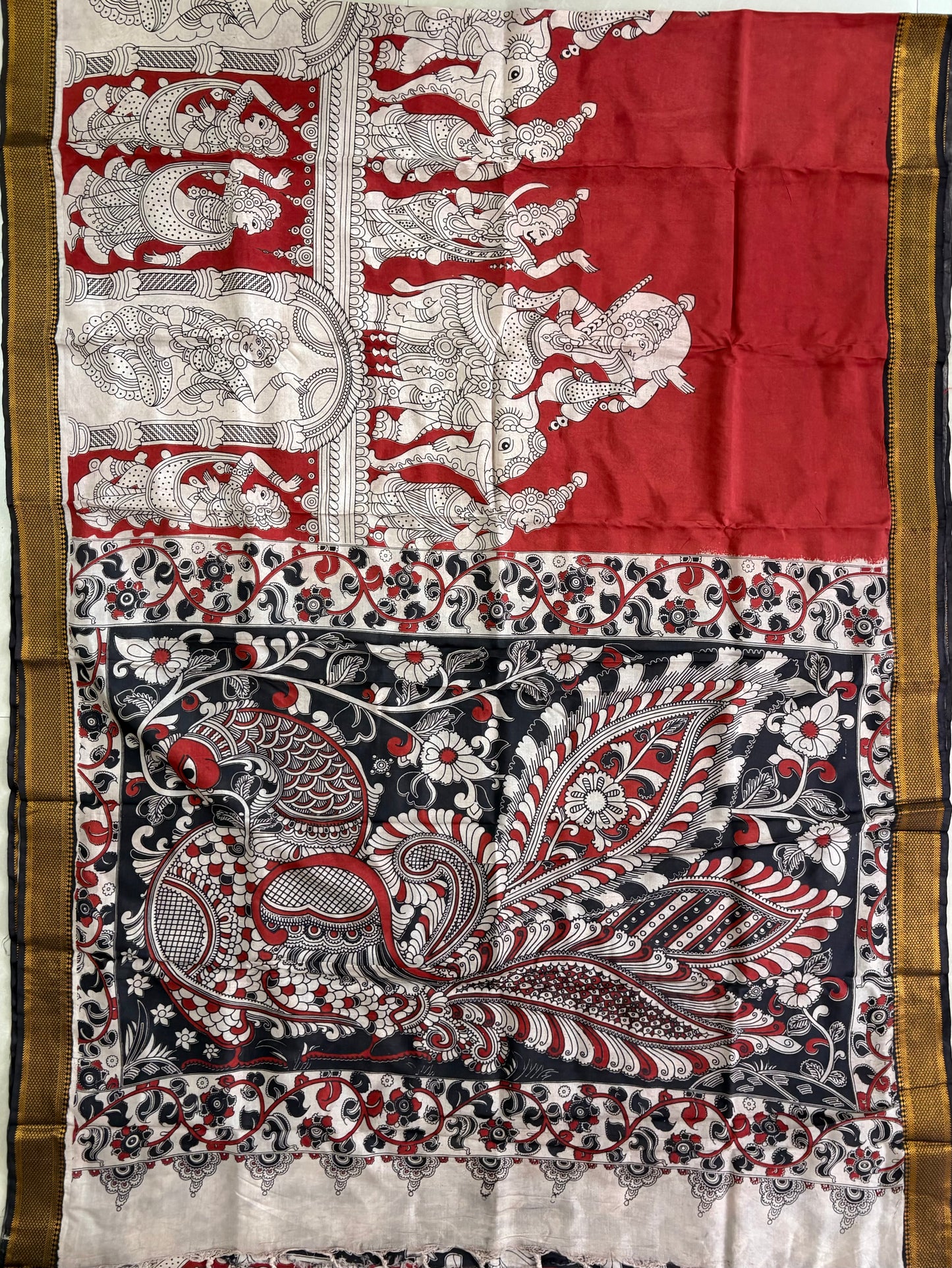Printed Kalamkari Silk Saree with blouse