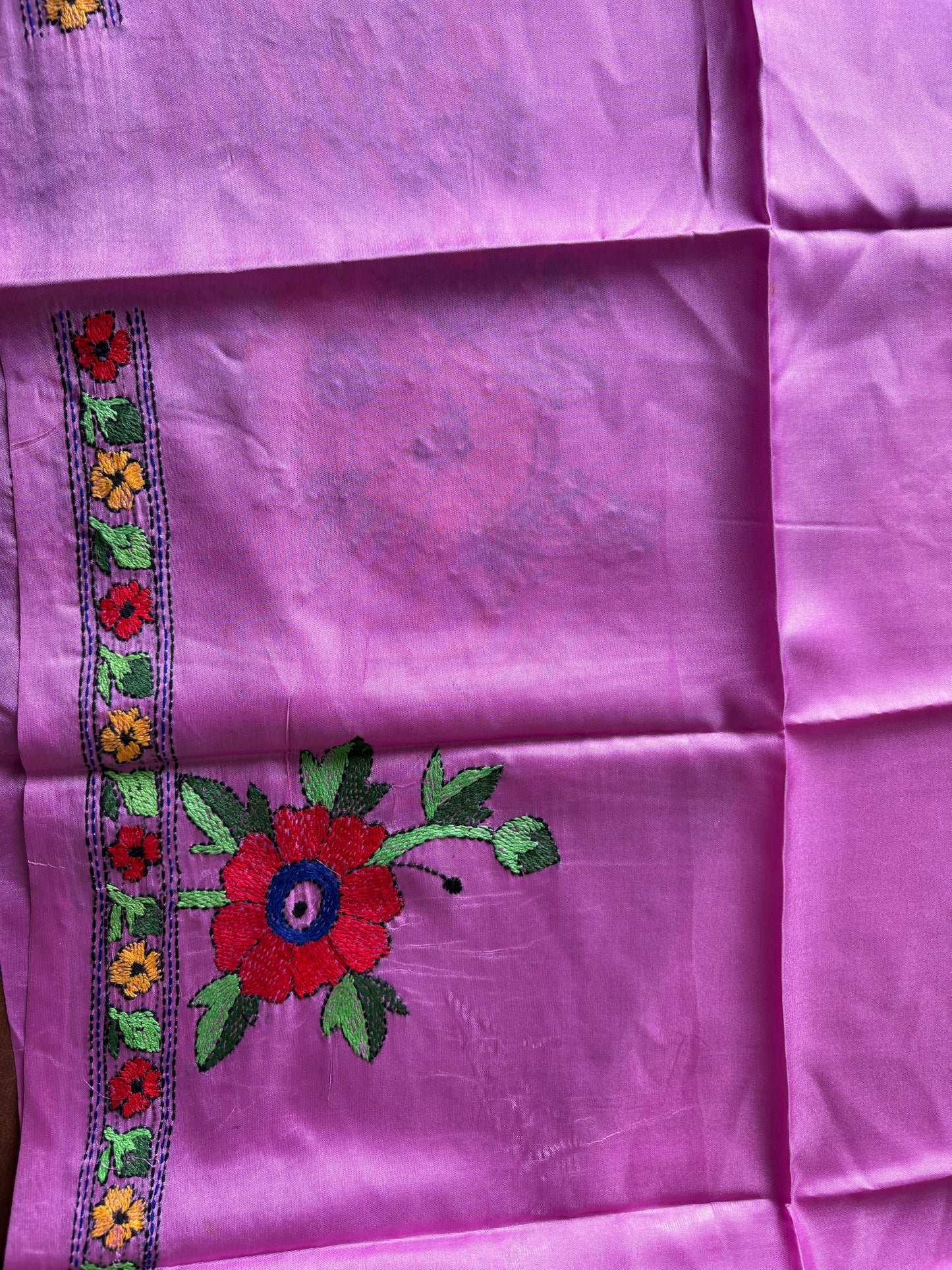 Kantha Stitch Art Silk Blouse Piece