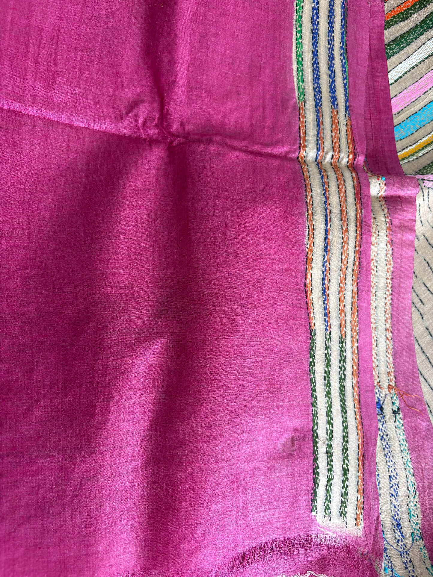 Kantha Stitch Hand Embroidered Pure Gachi by Gachi Tassar Silk Saree (Silk Marked)
