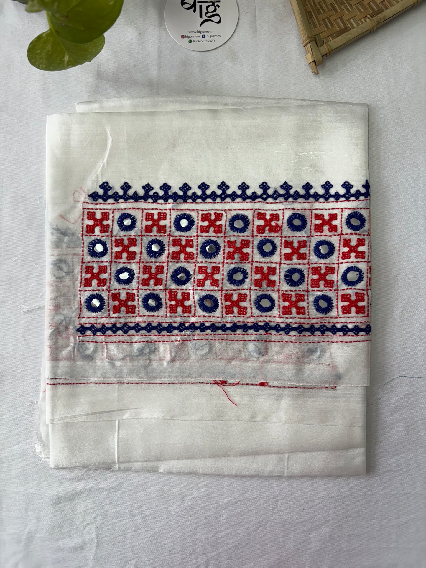 Gujrati work blouse pieces in art silk 1 mtr