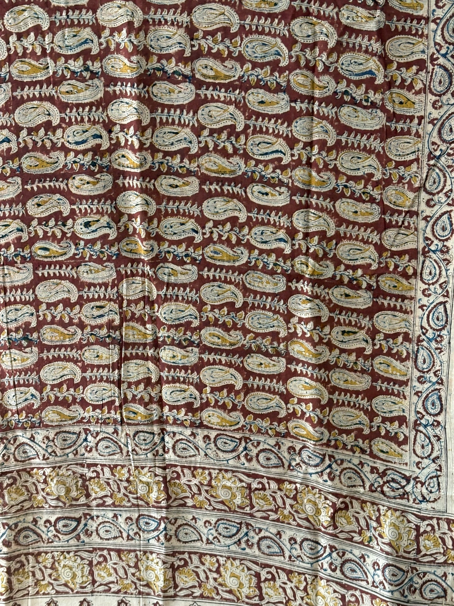 Kalamkari printed malmal cotton Saree with blouse