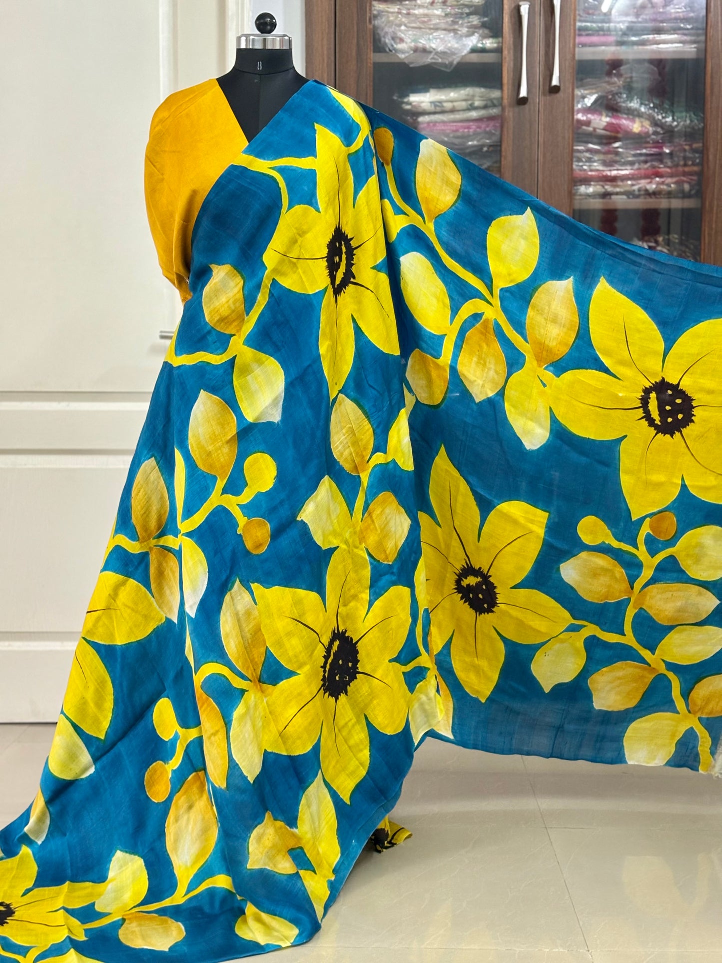 Exclusive Hand painted Pure Bishnupuri Silk Saree (Silk Marked)