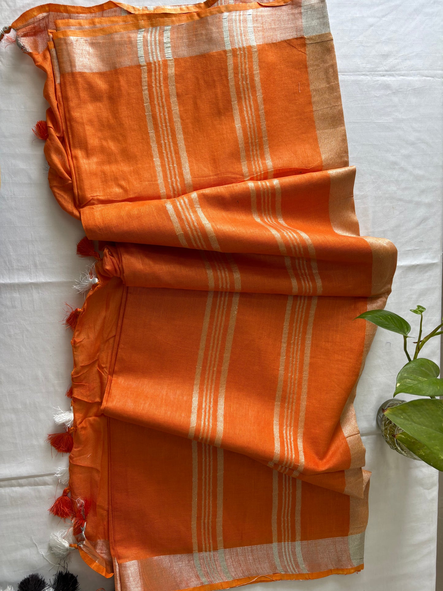 Cotton Linen Saree With running Blouse