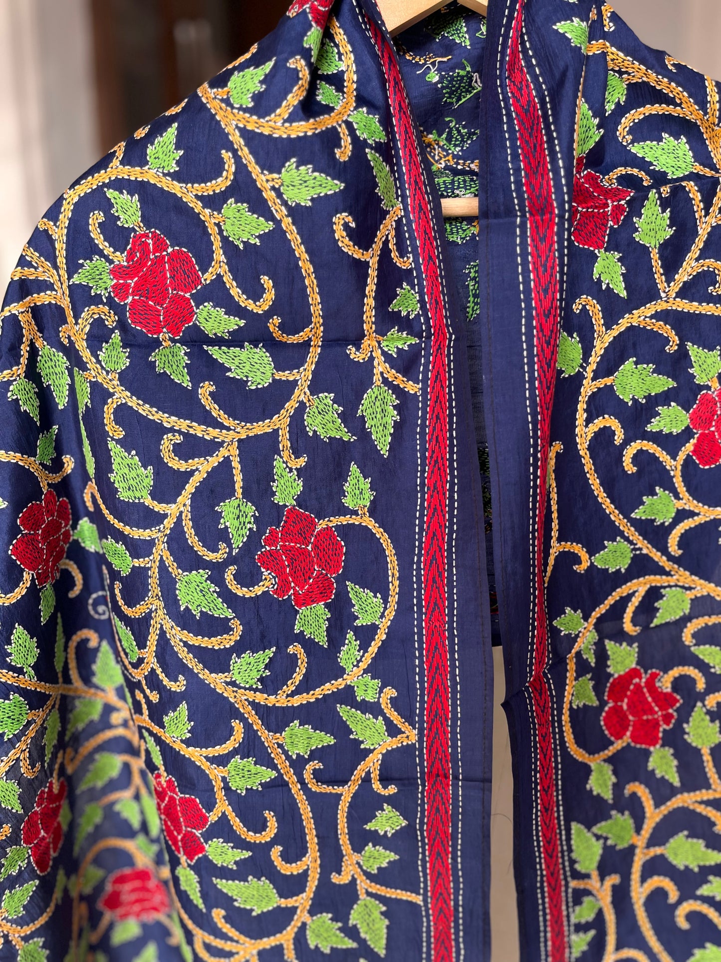 Kantha Pure Silk Stole 22″