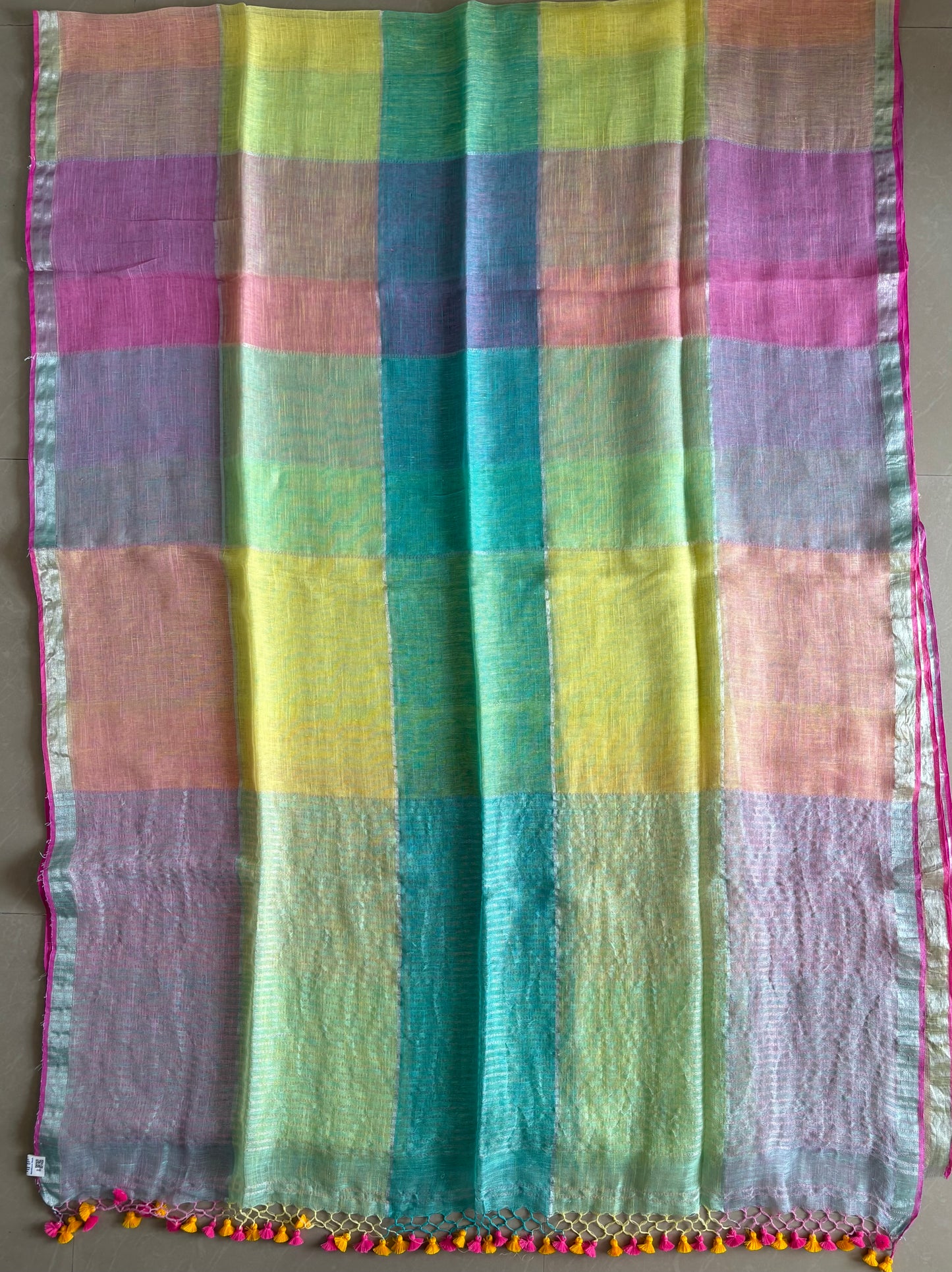 Pure Linen By Linen handloom Saree (handloom marked)