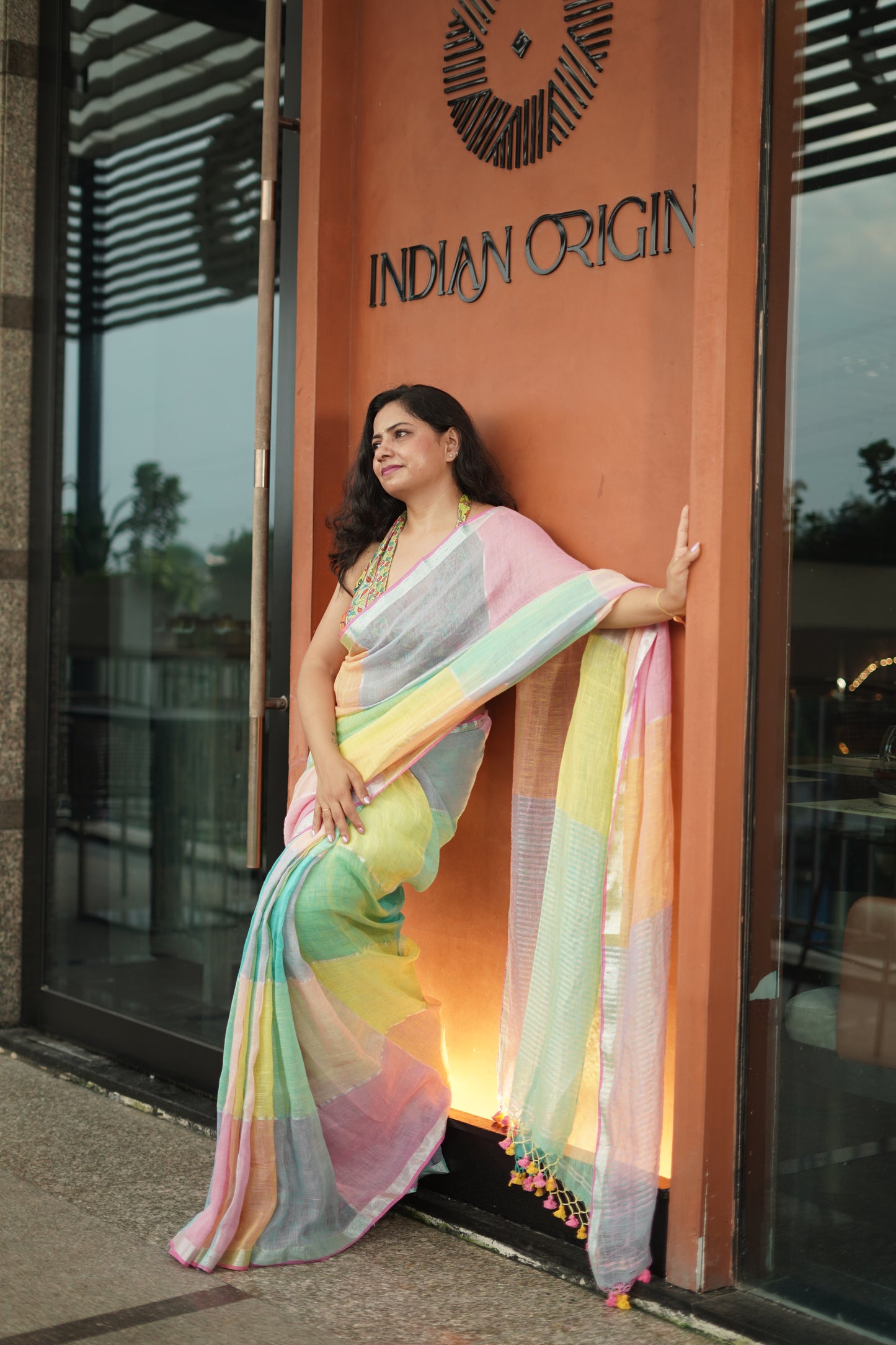 Pure Linen By Linen handloom Saree (handloom marked)