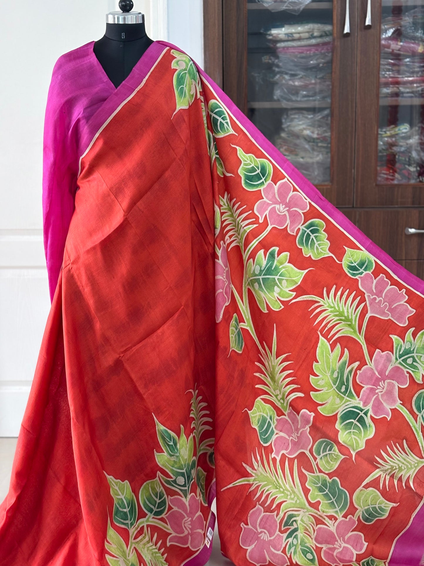 Exclusive Hand painted Pure Bishnupuri Silk Saree (Silk Marked)