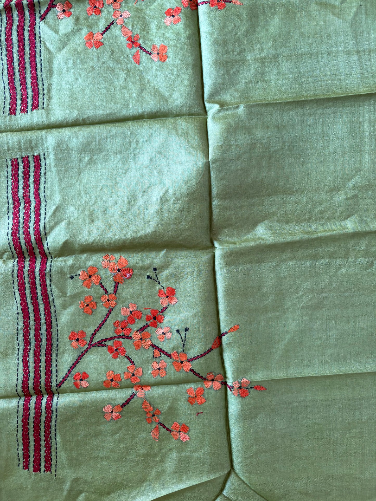 Kantha Stitch Pure Silk Blouse Piece