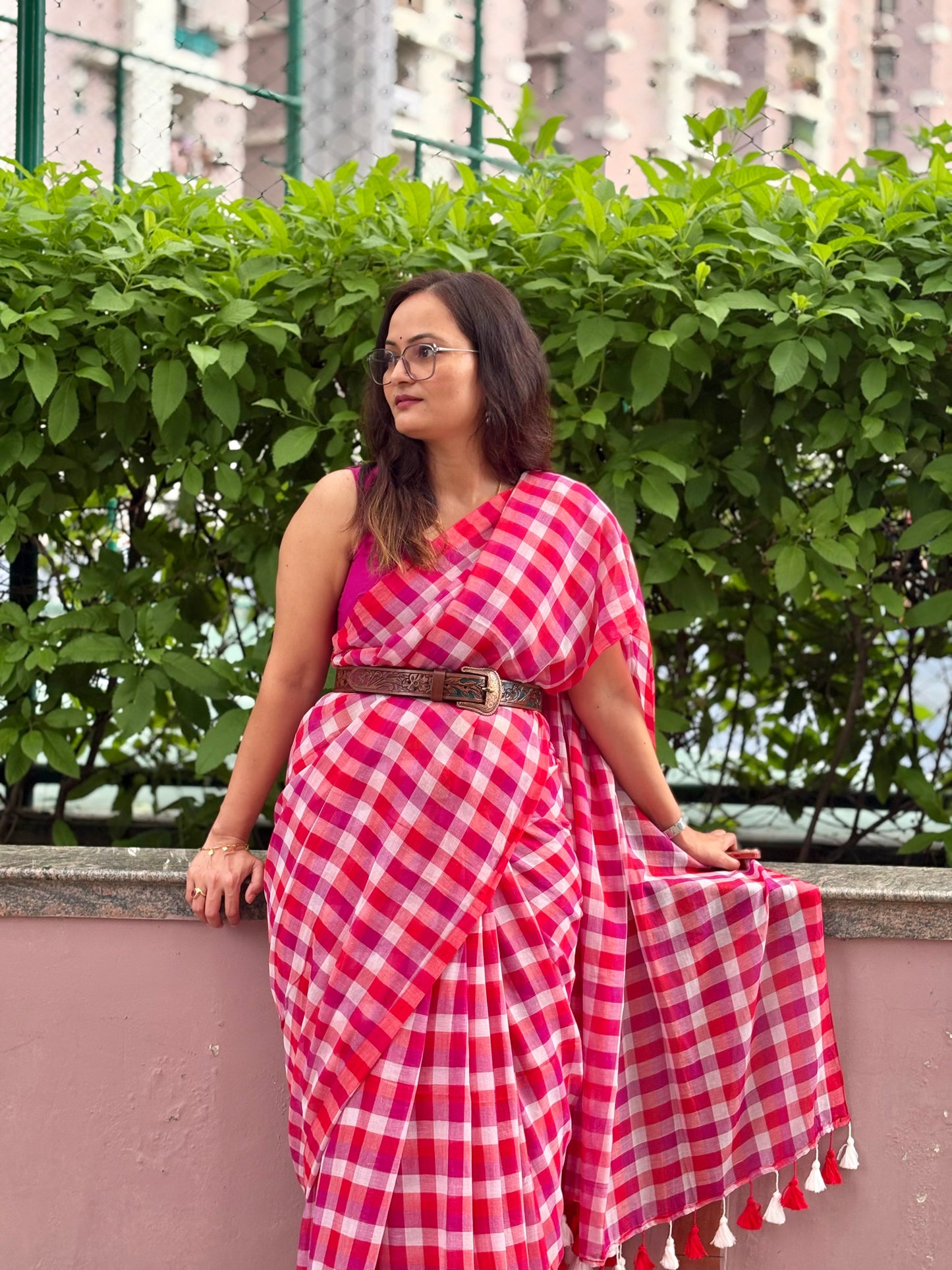 Mul Cotton check Saree