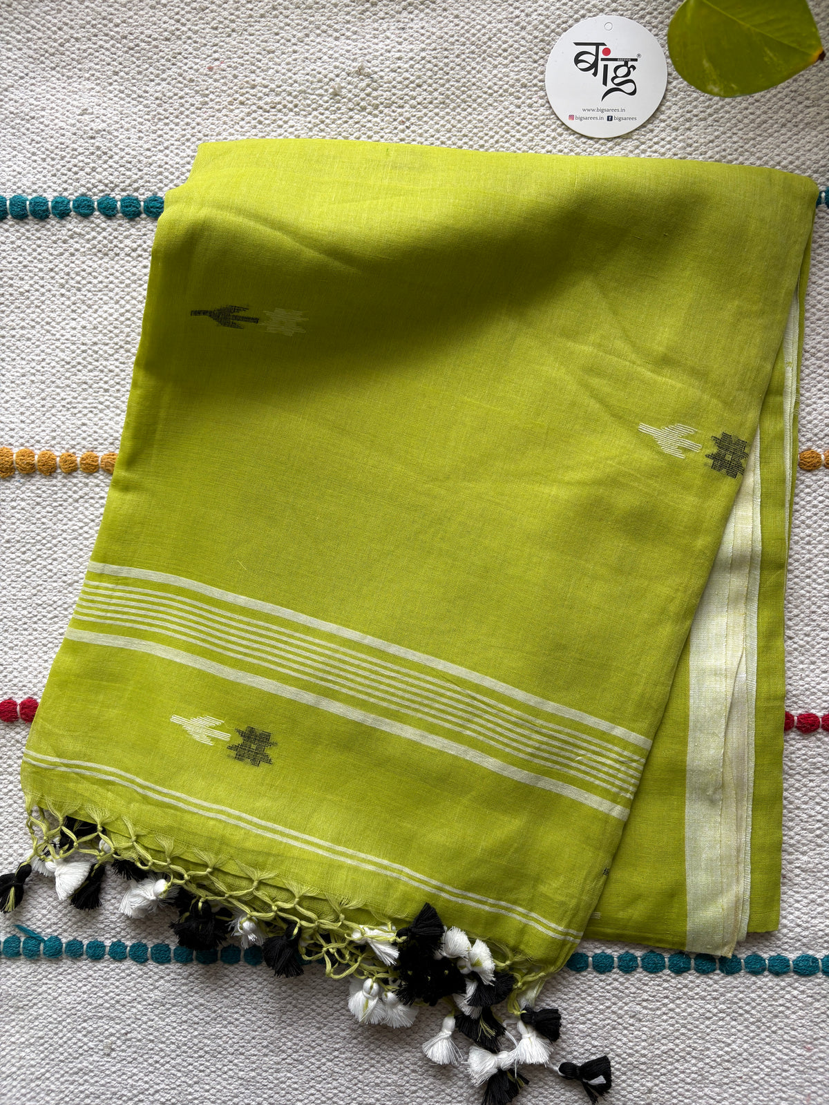 Hand woven Pure Mul Cotton Saree (Handloom Marked) - Green