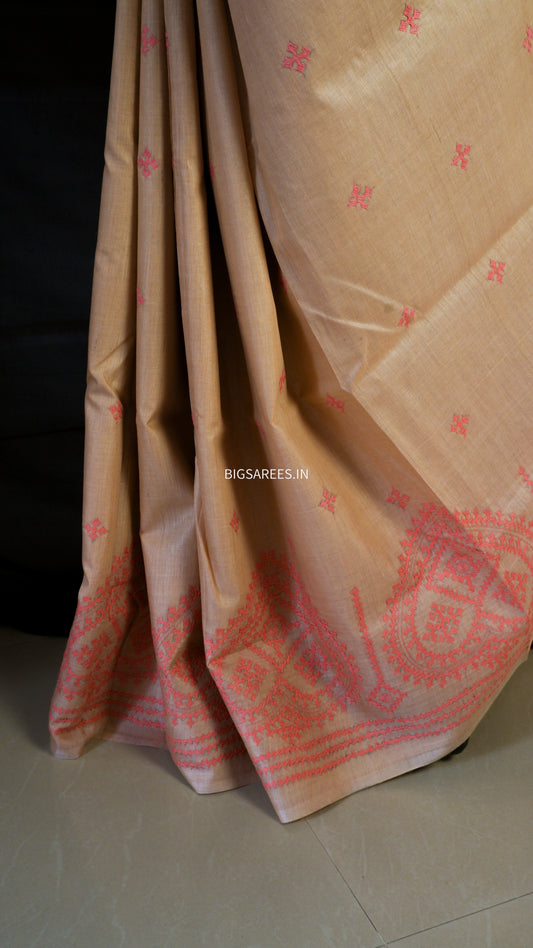 Kutch Hand Embroidered Pure Banglore Silk Saree