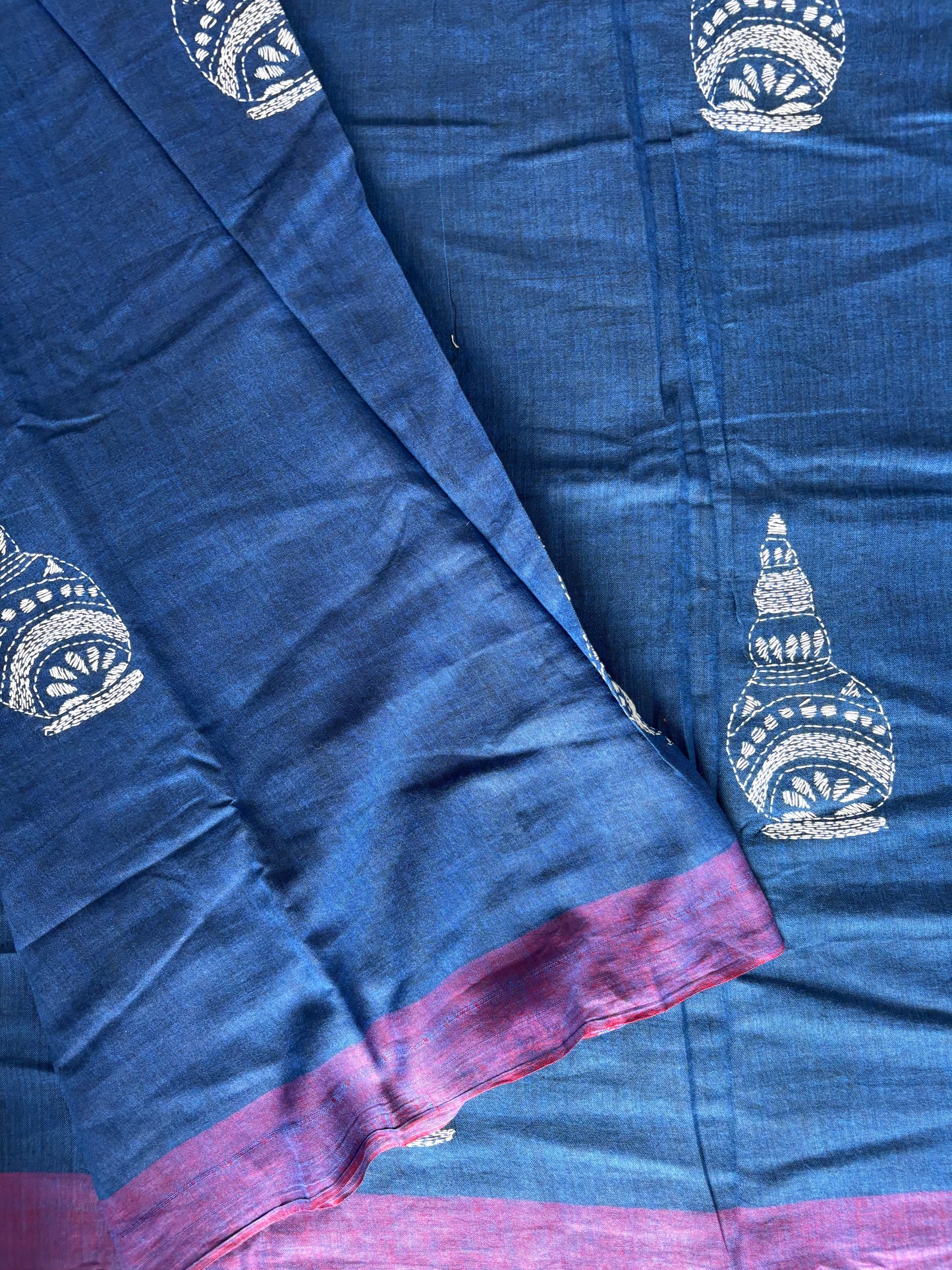 Kantha hand embroidered pure cotton saree with blouse