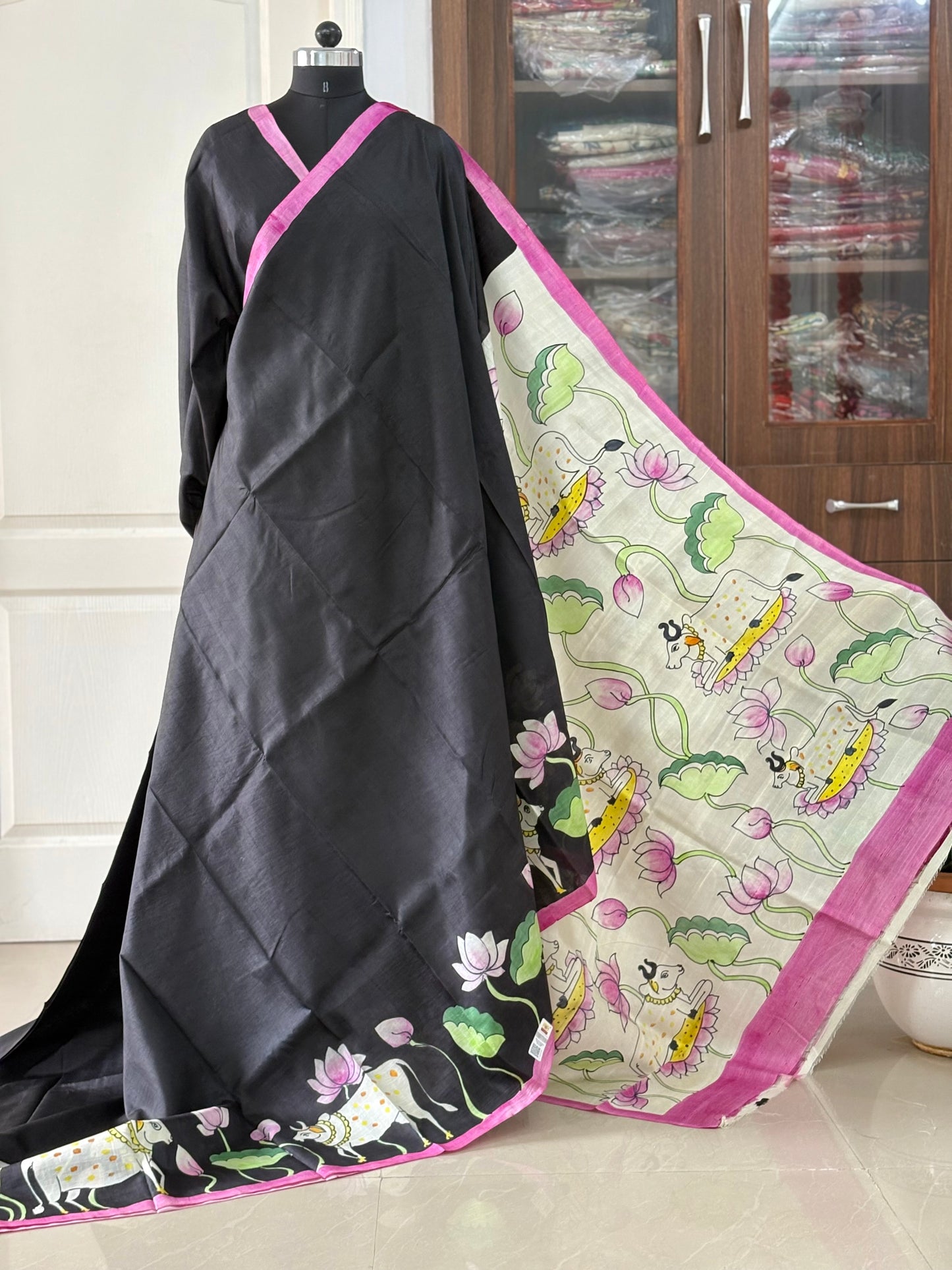 Exclusive Hand painted Pure Bishnupuri Silk Saree (Silk Marked)