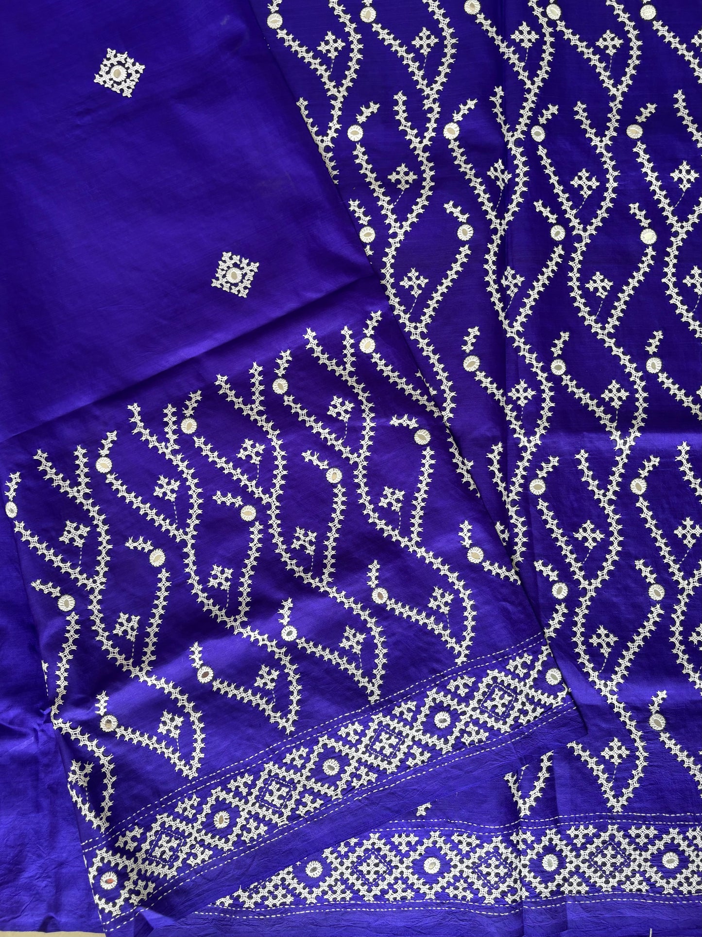 Kutch Hand Embroidered Pure Banglore Silk Saree