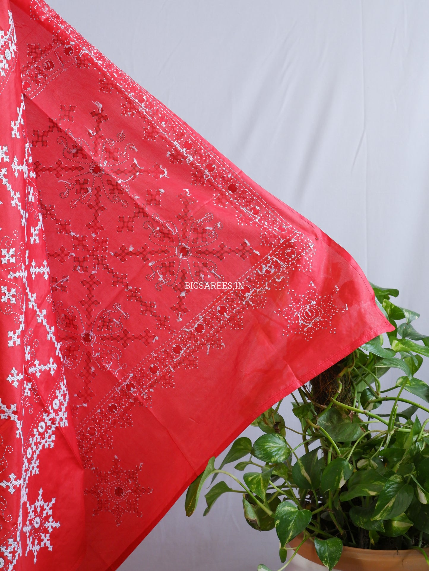 Kutchi Work Dupatta | Blended Banglore Silk Dupatta | Red