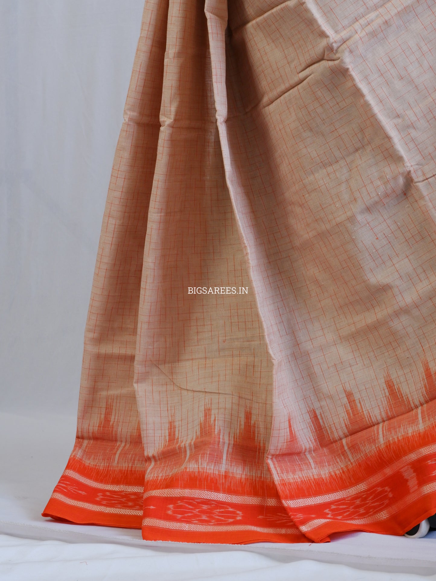 Sambalpuri Ikat Handwoven Saree | Cotton | Light Beige