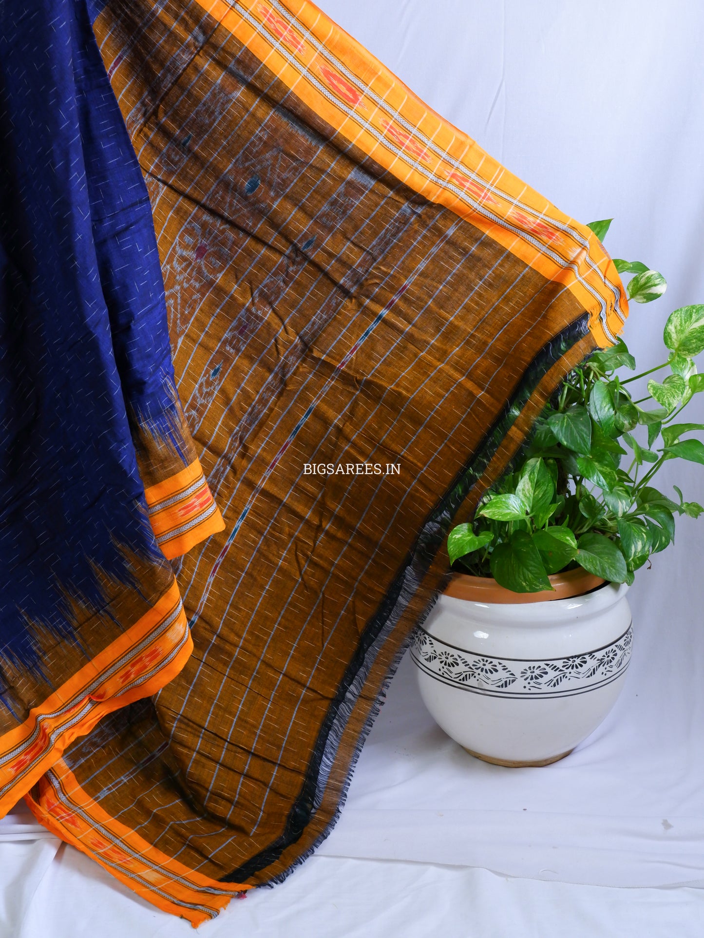 Sambalpuri Ikat Handwoven Saree | Cotton | Dark Blue