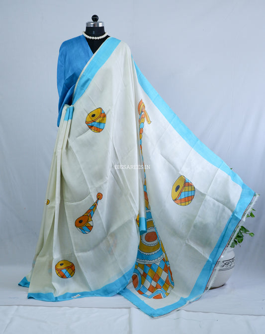Bishnupuri Hand-Painted Silk Saree | Pure Silk | Made-On-Order | Silk Mark Certified