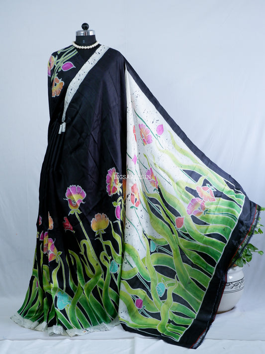 Bishnupuri Hand-Painted Silk Saree | Pure Silk | Made-On-Order | Silk Mark Certified