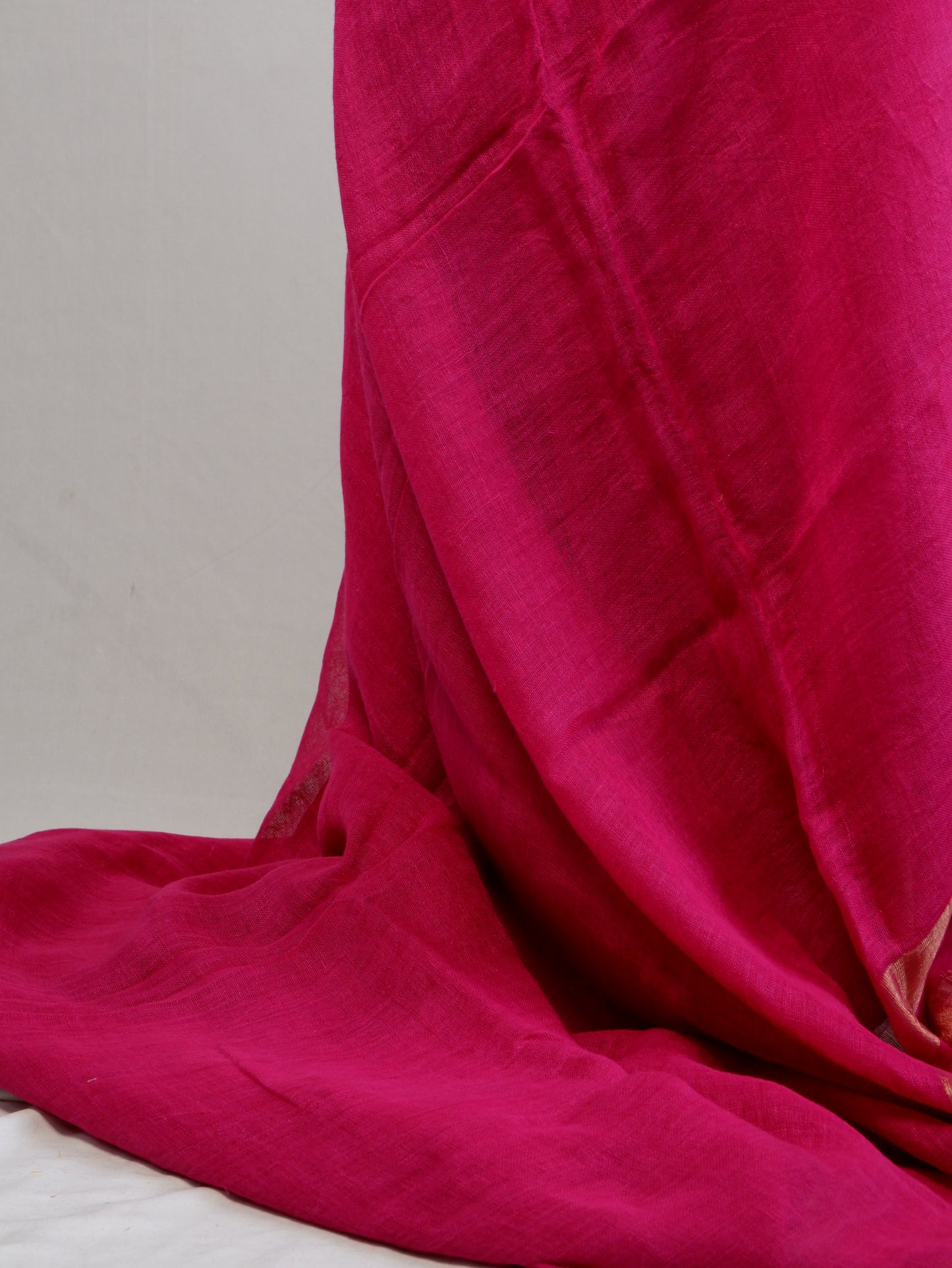 Pure Jayshree Linen Saree | Plain | Rani Pink