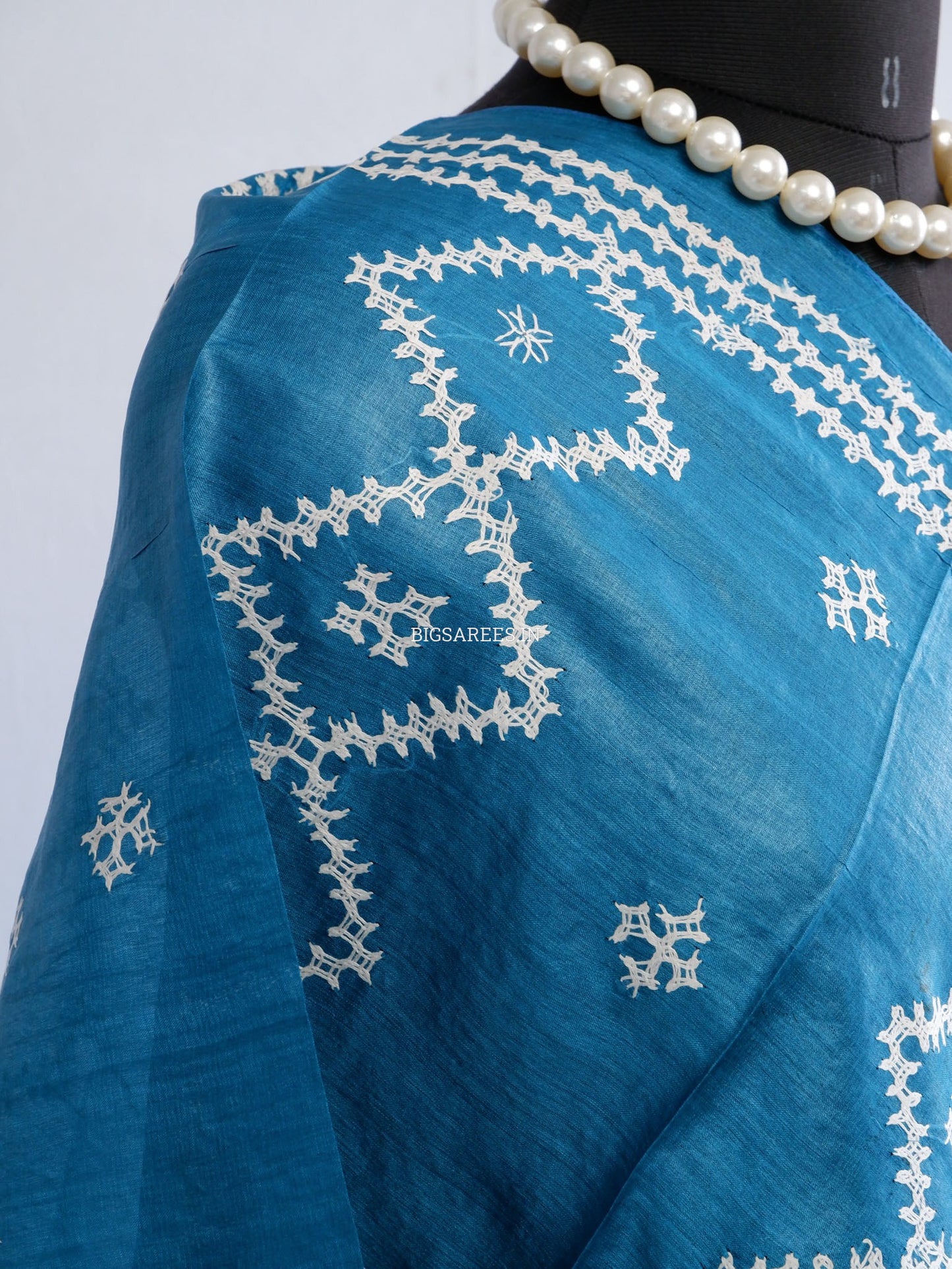 Kutchi Work Dupatta | Tussar Silk | Blue
