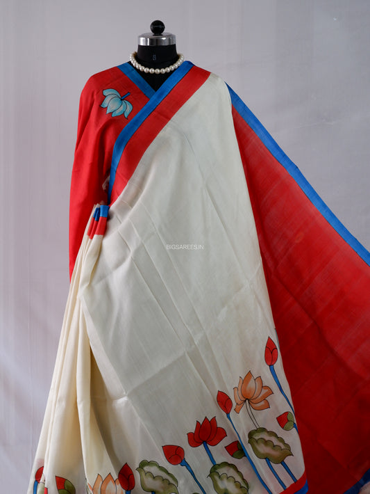 Bishnupuri Hand-Painted Silk Saree | Pure Silk | Made-On-Order | Silk Mark Certified
