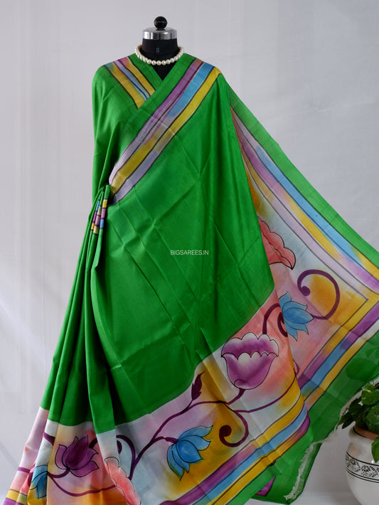 Bishnupuri Silk Hand-Painted Saree | Pure Silk | Made-On-Order | Silk Mark Certified