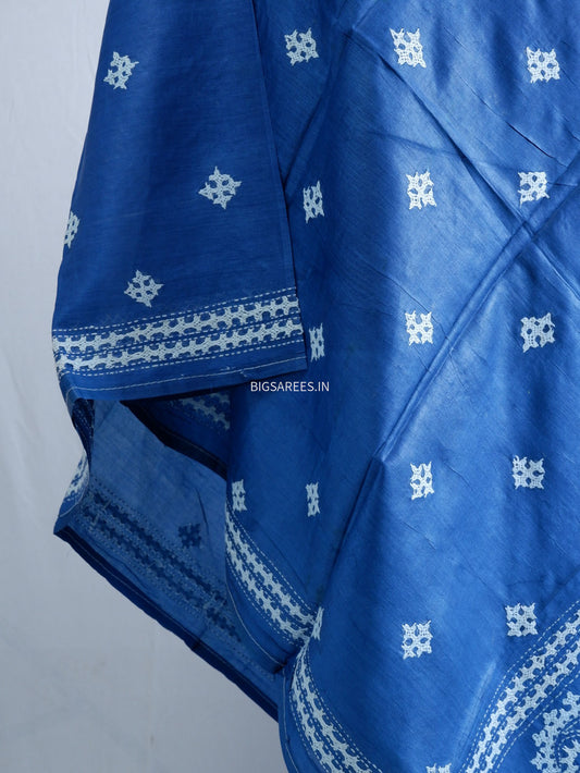 Kutchi Work Dupatta | Tussar Silk | Blue