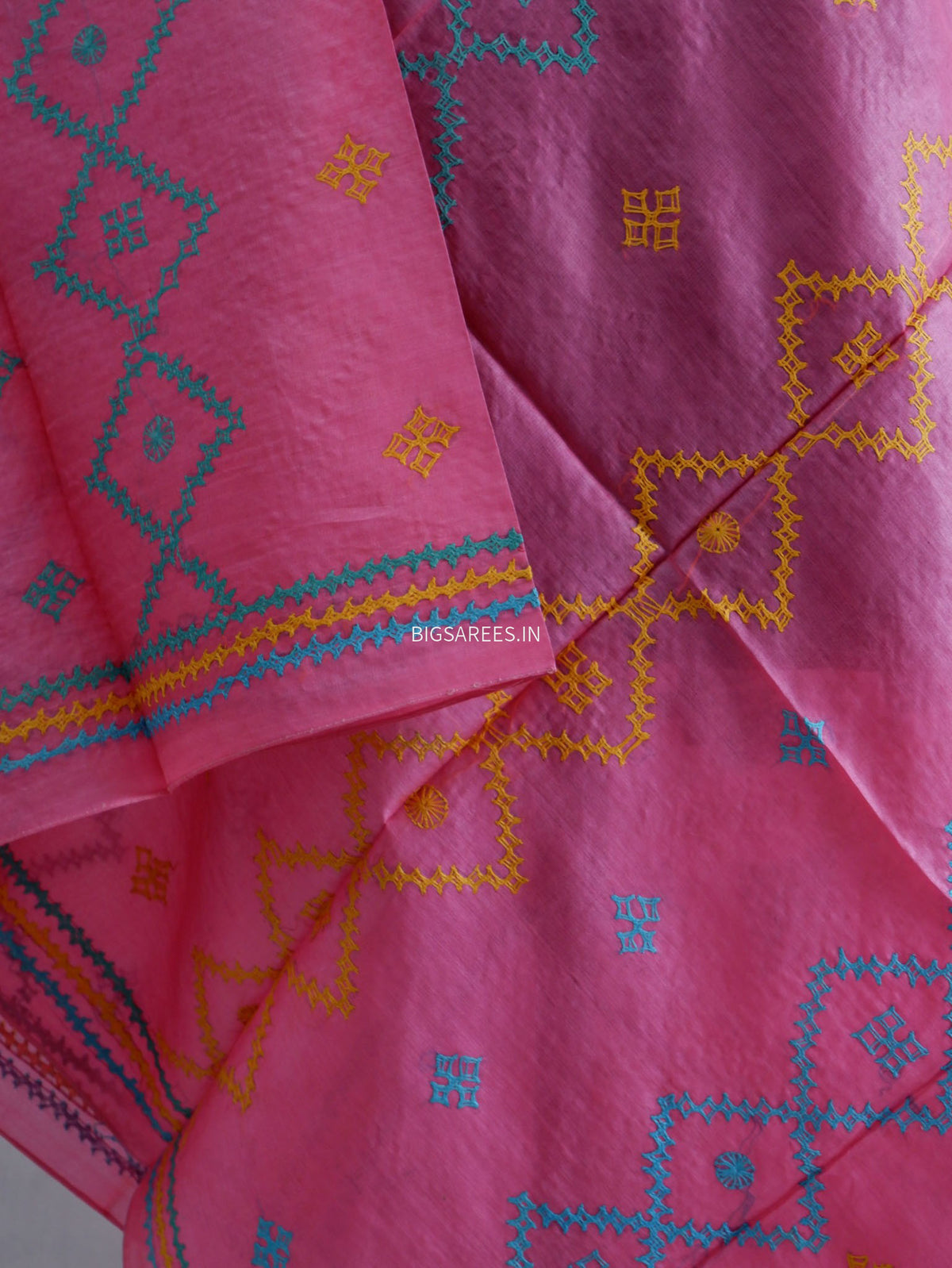 Kutchi Work Dupatta | Tussar Silk | Pink