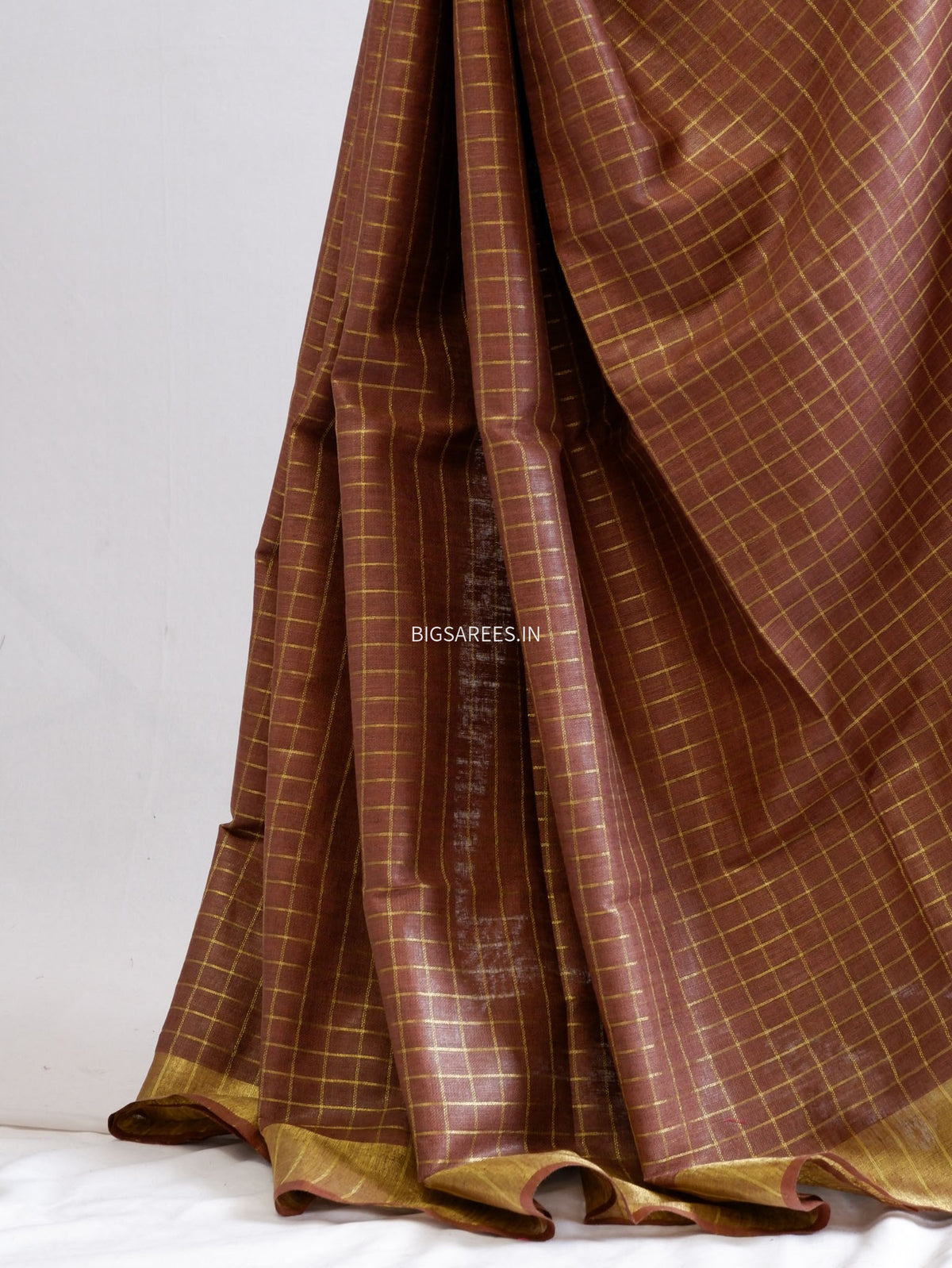Slub Linen Saree with Blouse | Brown
