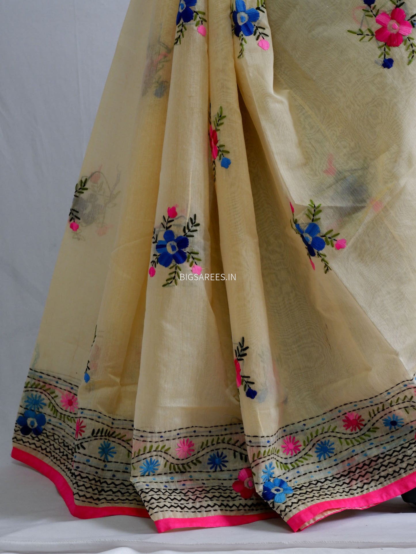 Phulkari Hand-Embroidered Saree | Chanderi Silk |