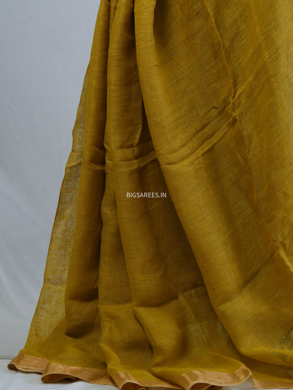 Pure Jayshree Linen Saree | Plain | Muted Yellow