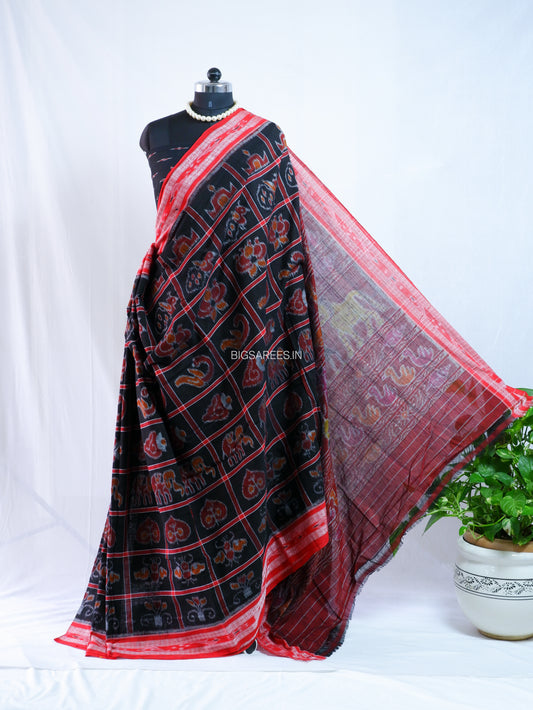 Sambalpuri Ikat Handwoven Saree | Cotton | Black