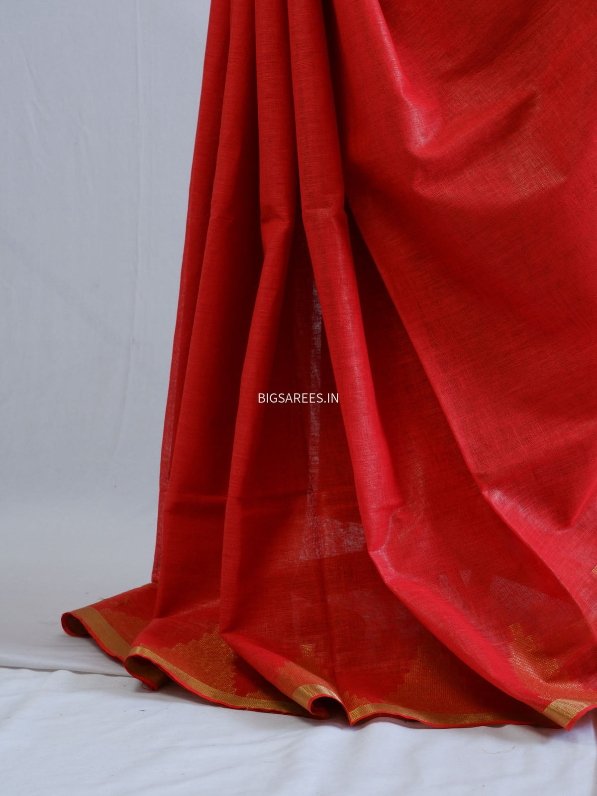 D Linen Saree with Blouse | Red