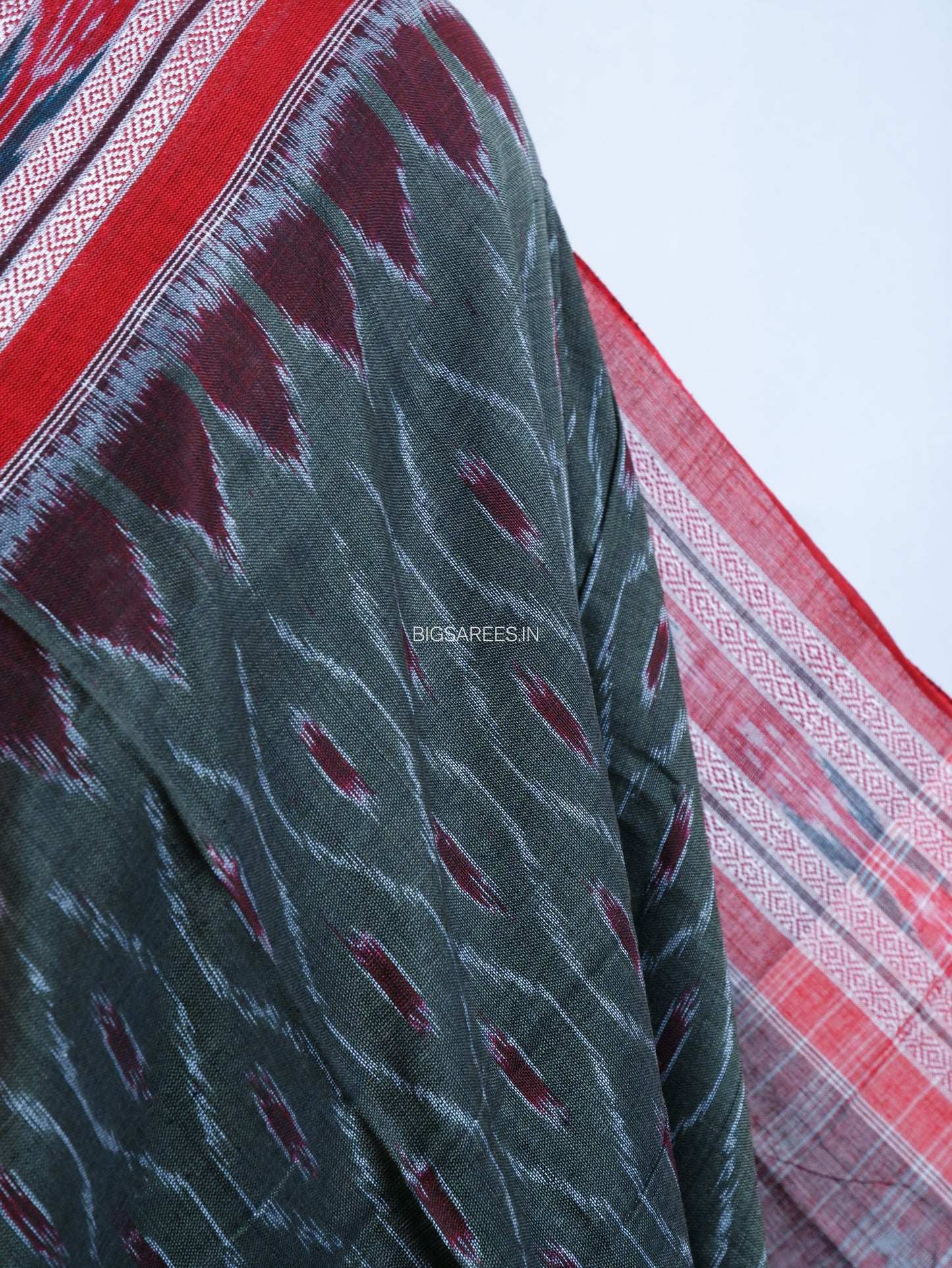 Sambalpuri Ikat Handwoven Saree | Cotton | Green