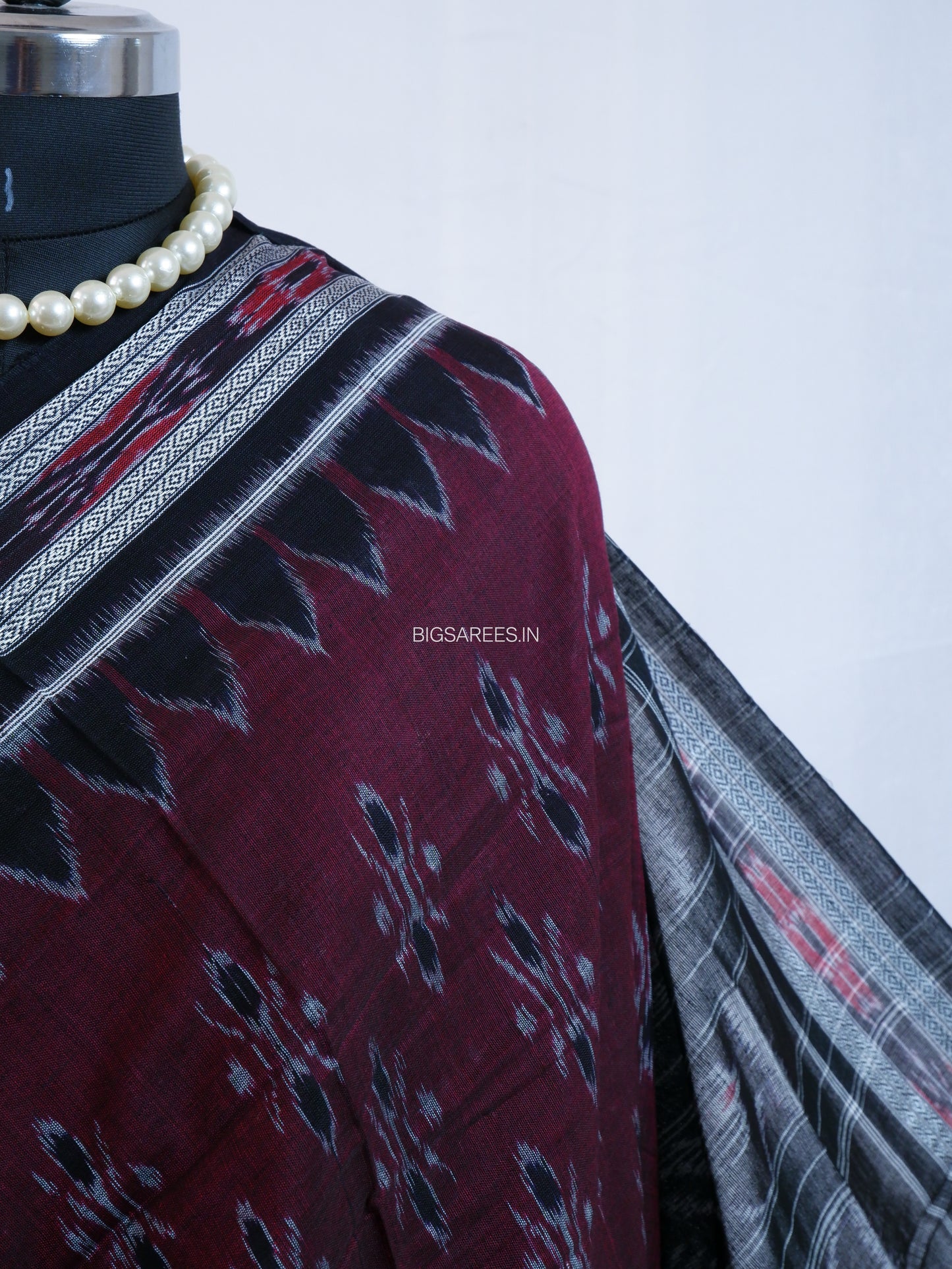 Sambalpuri Ikat Handwoven Saree | Cotton | Maroon