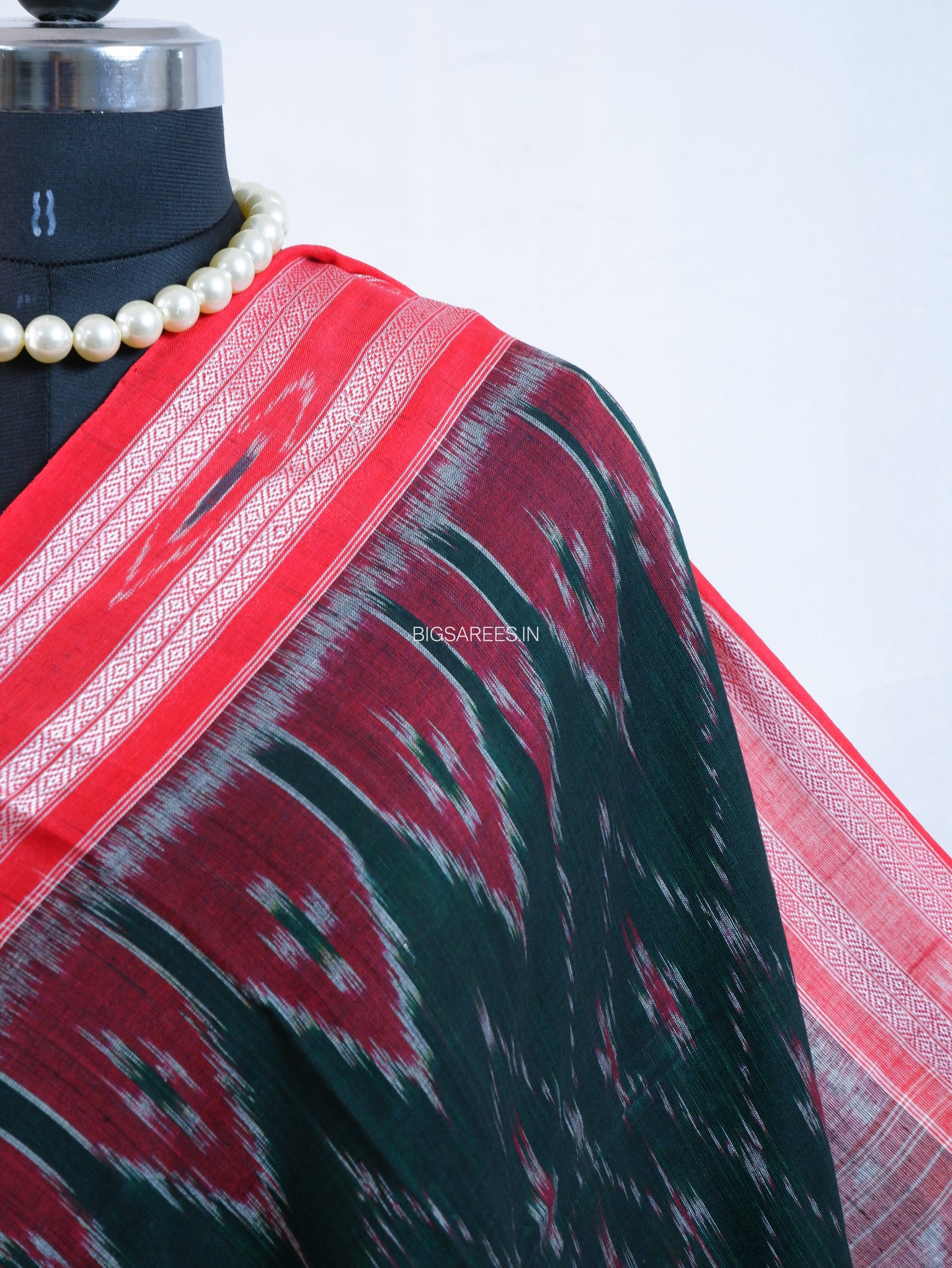 Sambalpuri Ikat Handwoven Saree | Cotton | Olive
