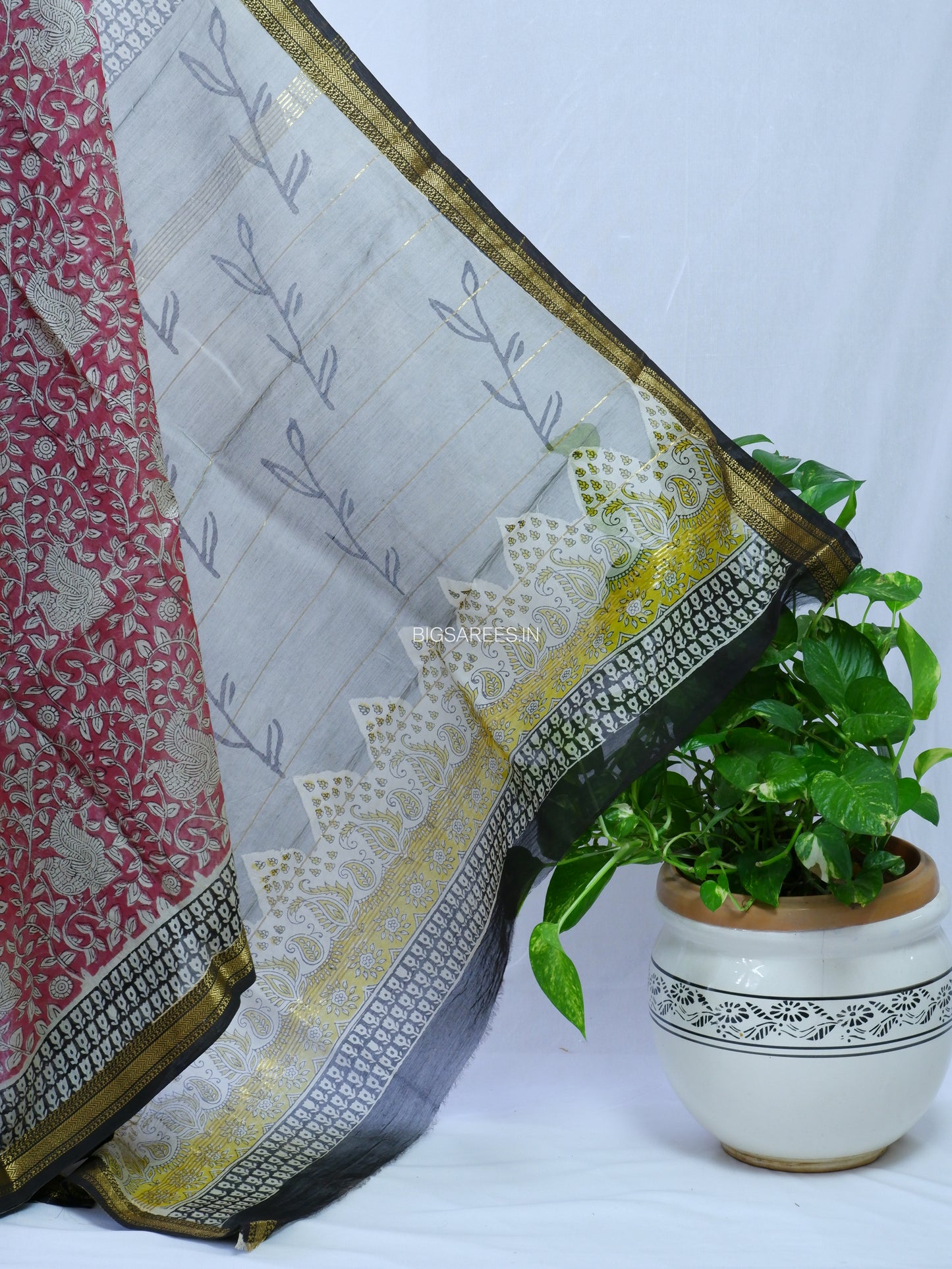 Hand Block Print Saree | Maheshwari Silk