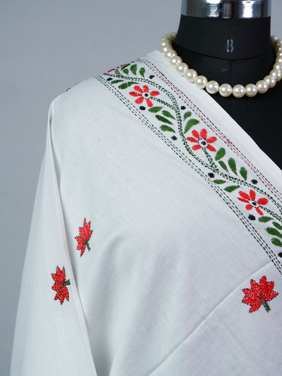 Hand-Embroidered Kantha - Stitch Dupatta | Pure Cotton |
