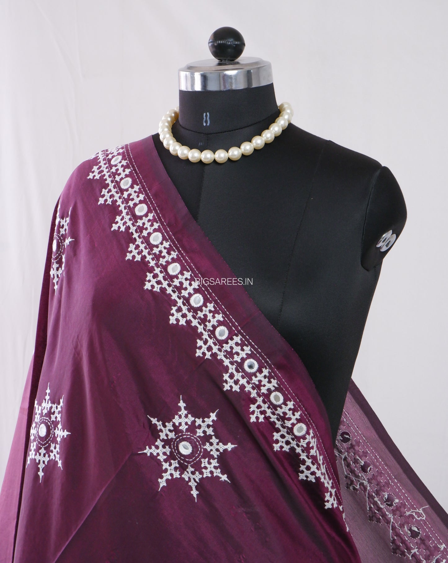 Kutchi Work Dupatta | Blended Bangalore Silk | Dark Purple