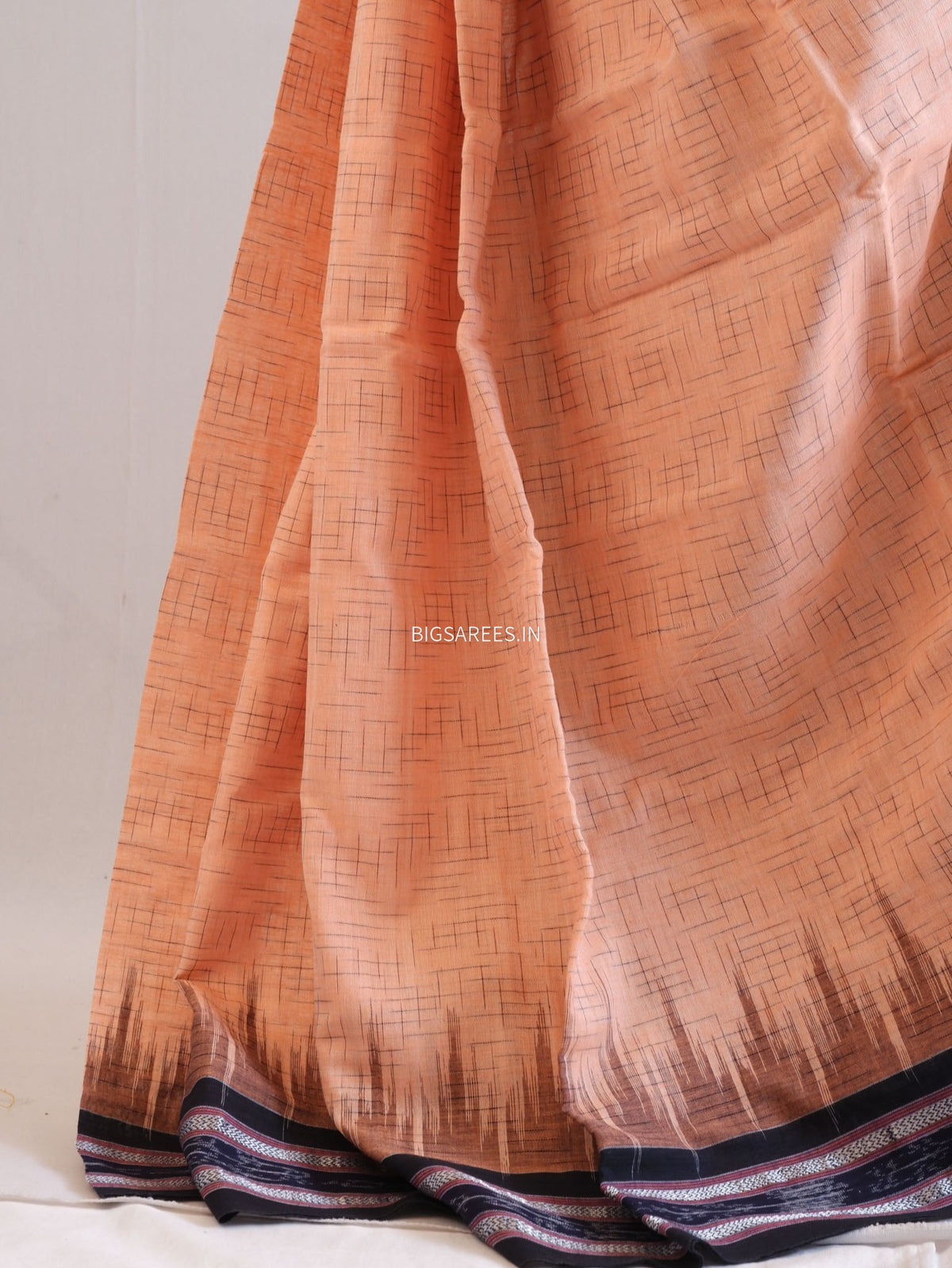 Sambalpuri Ikat Handwoven Saree | Cotton | Light Orange