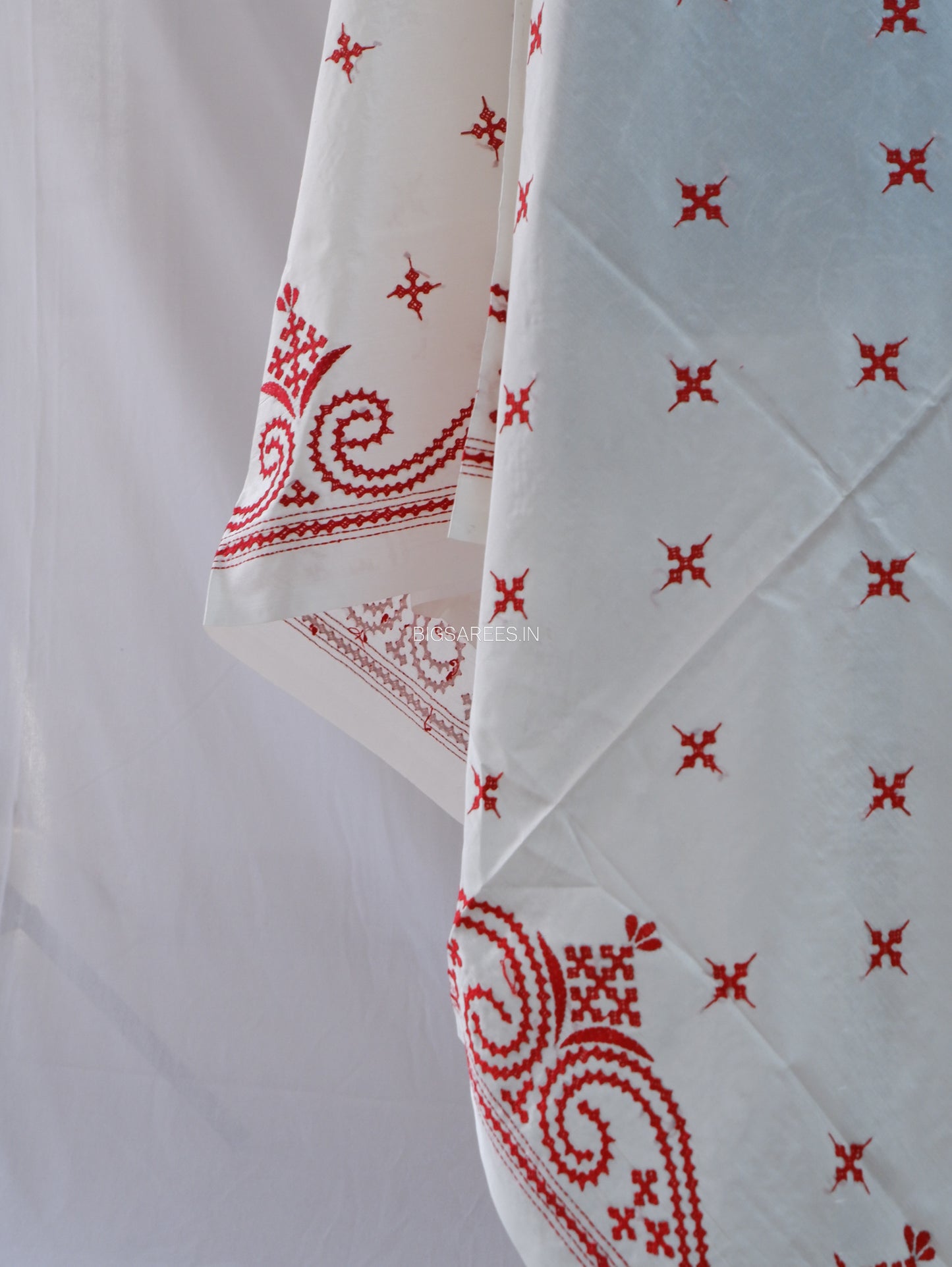 Kutchi Work Dupatta | Blended Bangalore Silk | White