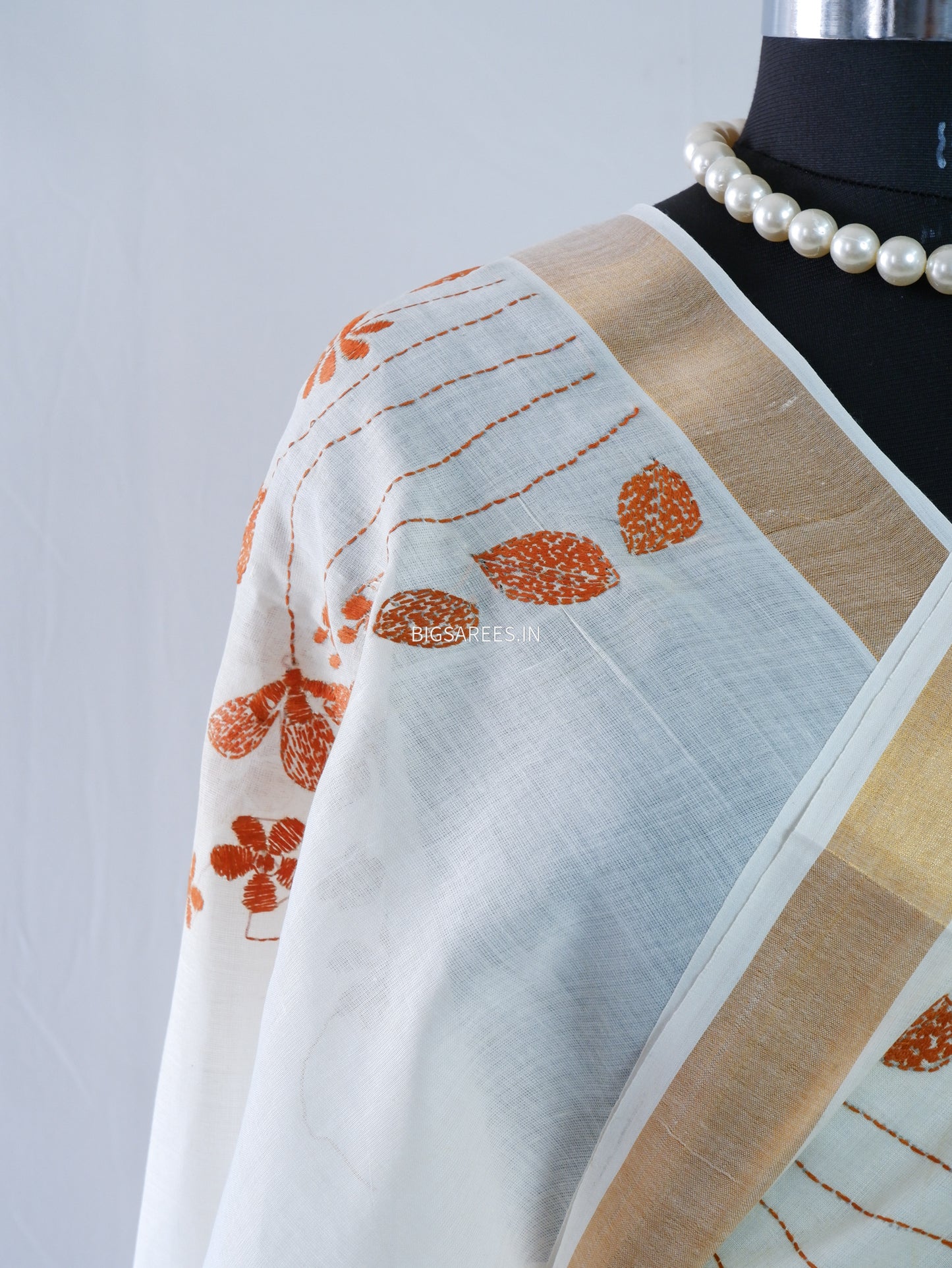 Kantha Stitch Hand Embroidered South Cotton Saree