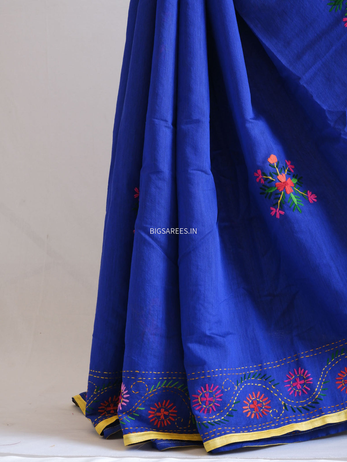 Phulkari Hand-Embroidered Saree | Chanderi Silk | Royal Blue