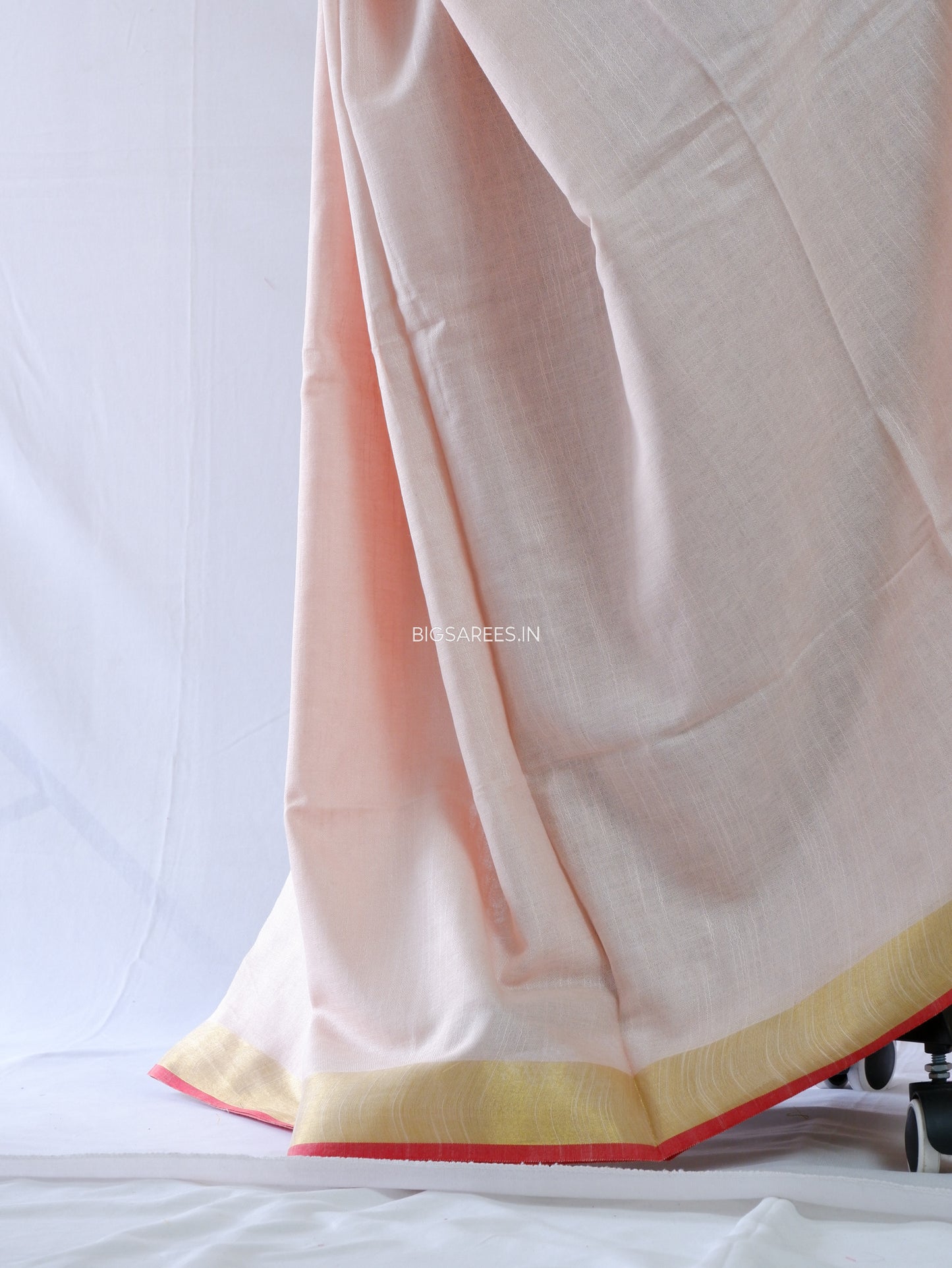 Cotton Linen Saree | Light Pink