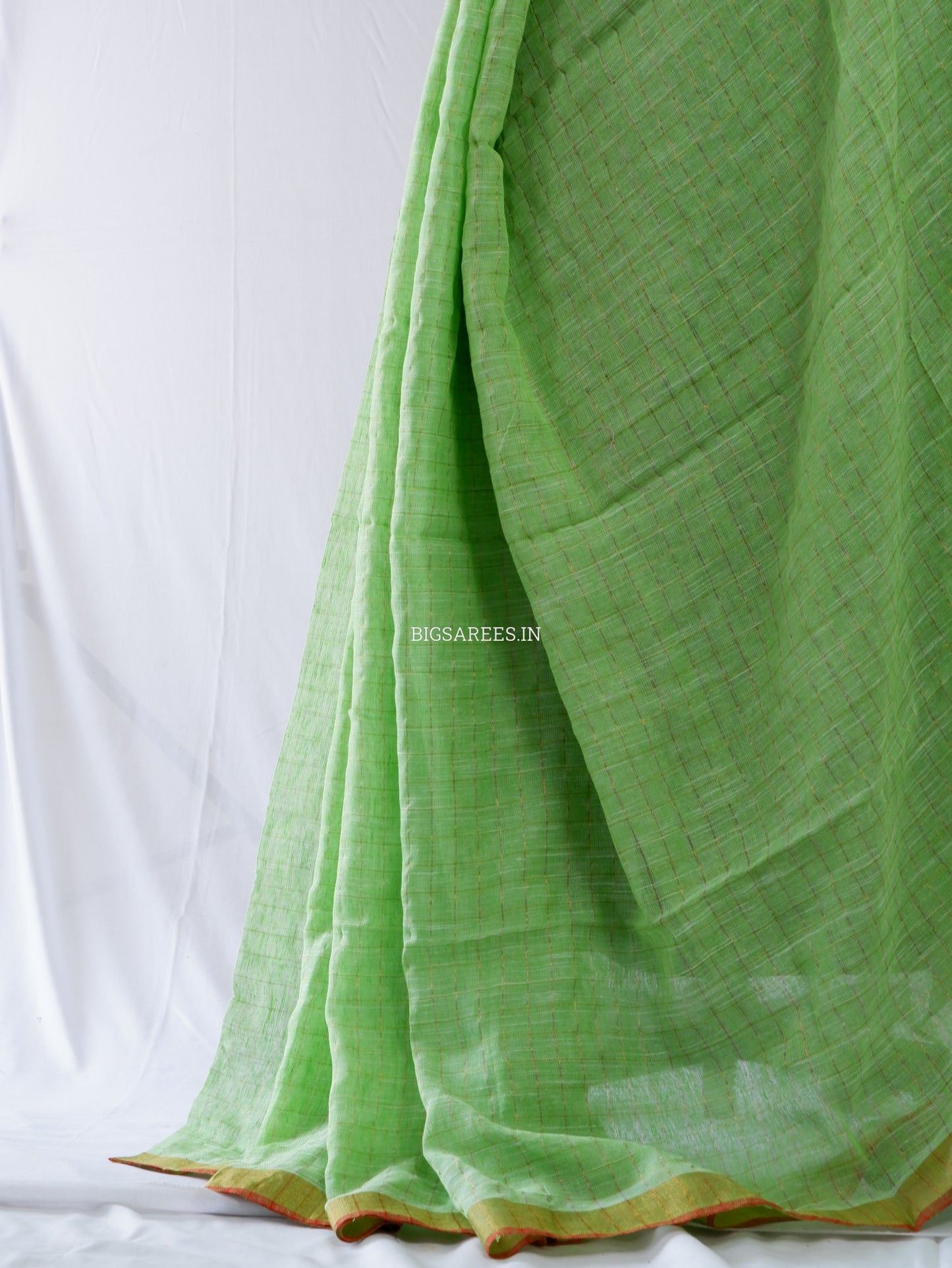 Cotton Linen Handloom Saree | Handloom Marked | Light Green